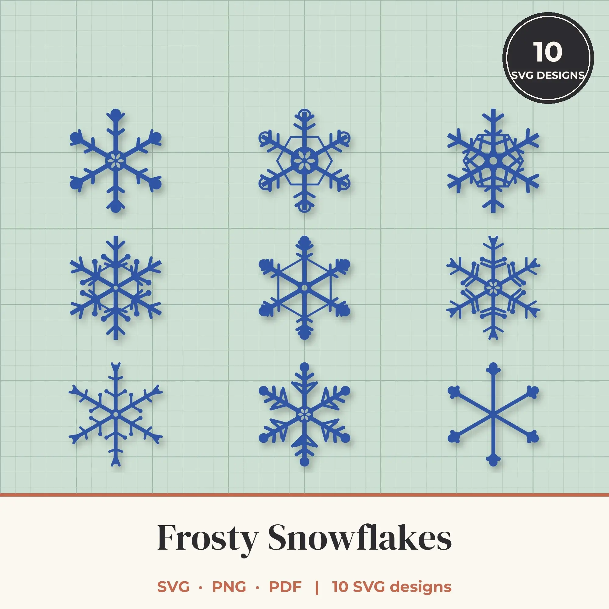 Frosty Snowflake SVG Bundle - 10 Snowflake Cut Files preview