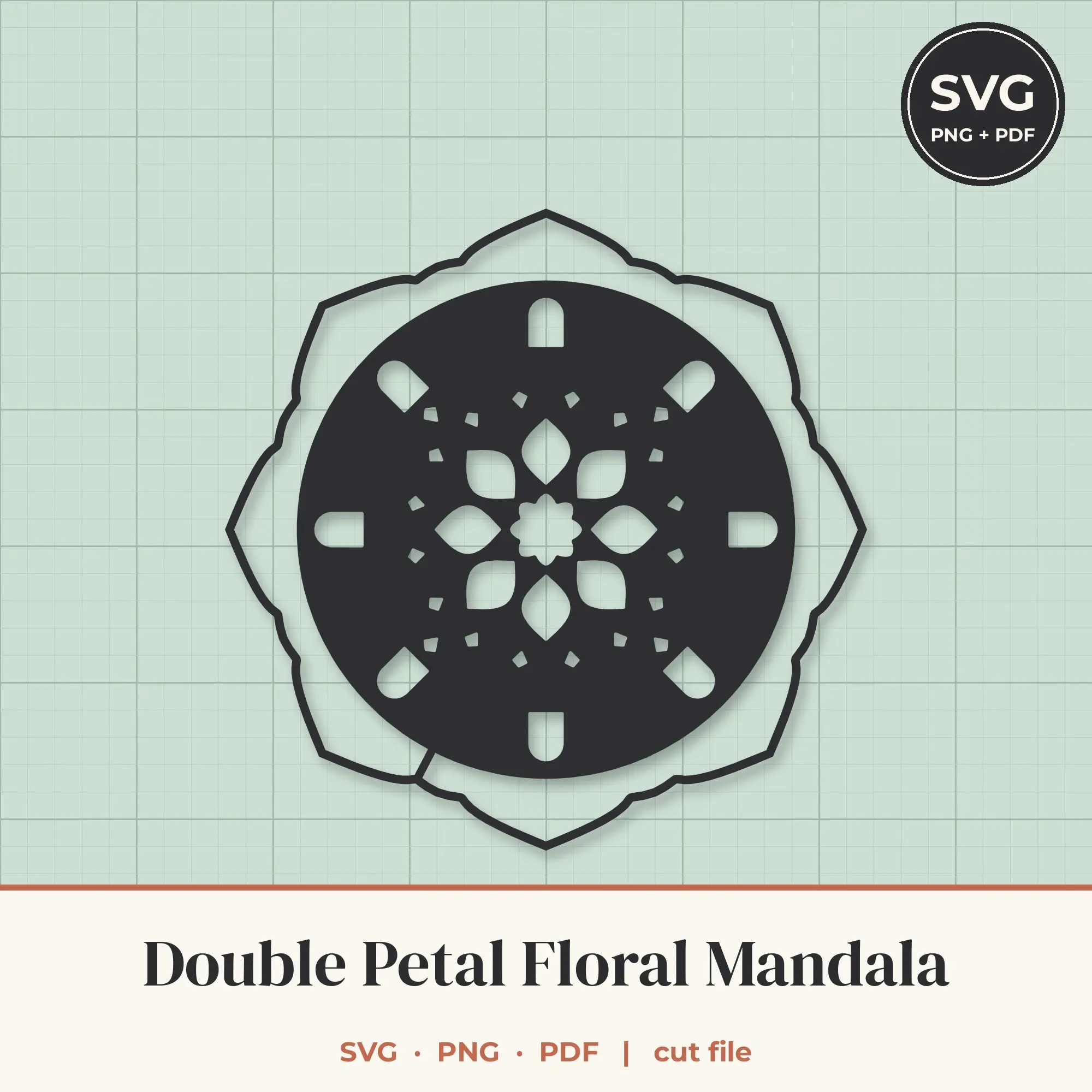 Double Petal Floral Mandala SVG - 8-Fold Cut File preview
