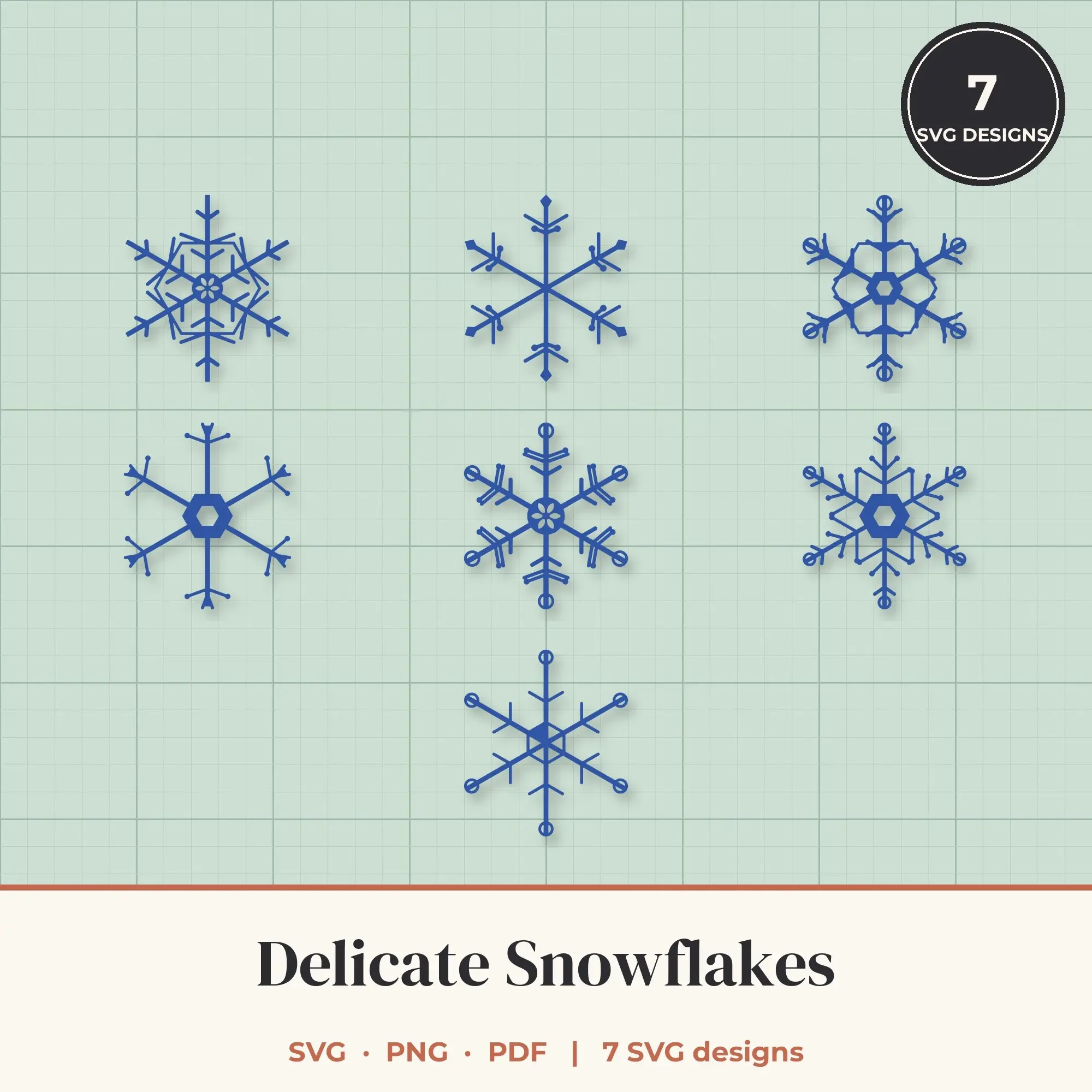 Delicate Snowflake SVG Bundle - 7 Snowflake Cut Files preview