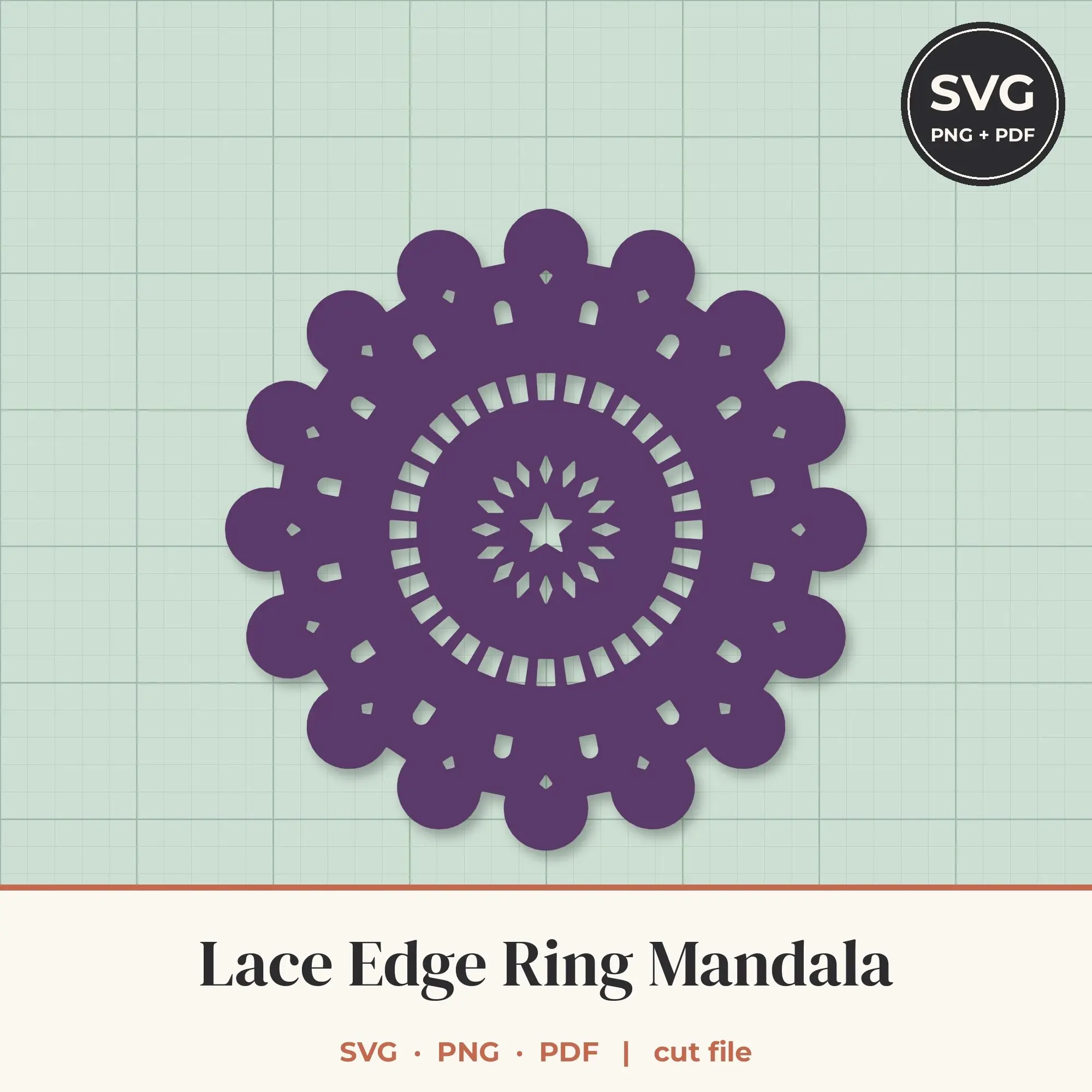 Lace Edge Ring Mandala SVG - 16-Fold Cut File preview