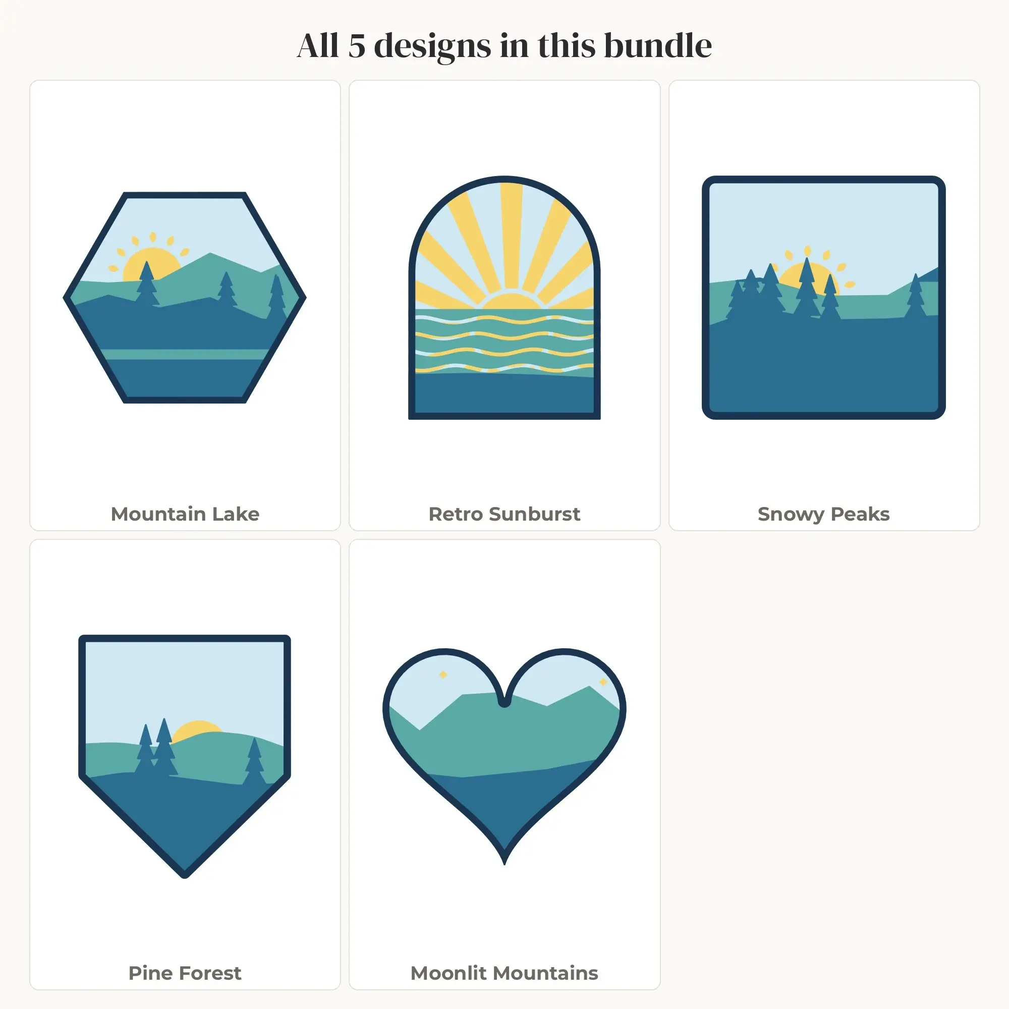 Ocean Blue Landscape Layered SVG Bundle - 5 Scenes, preview 2 of 2