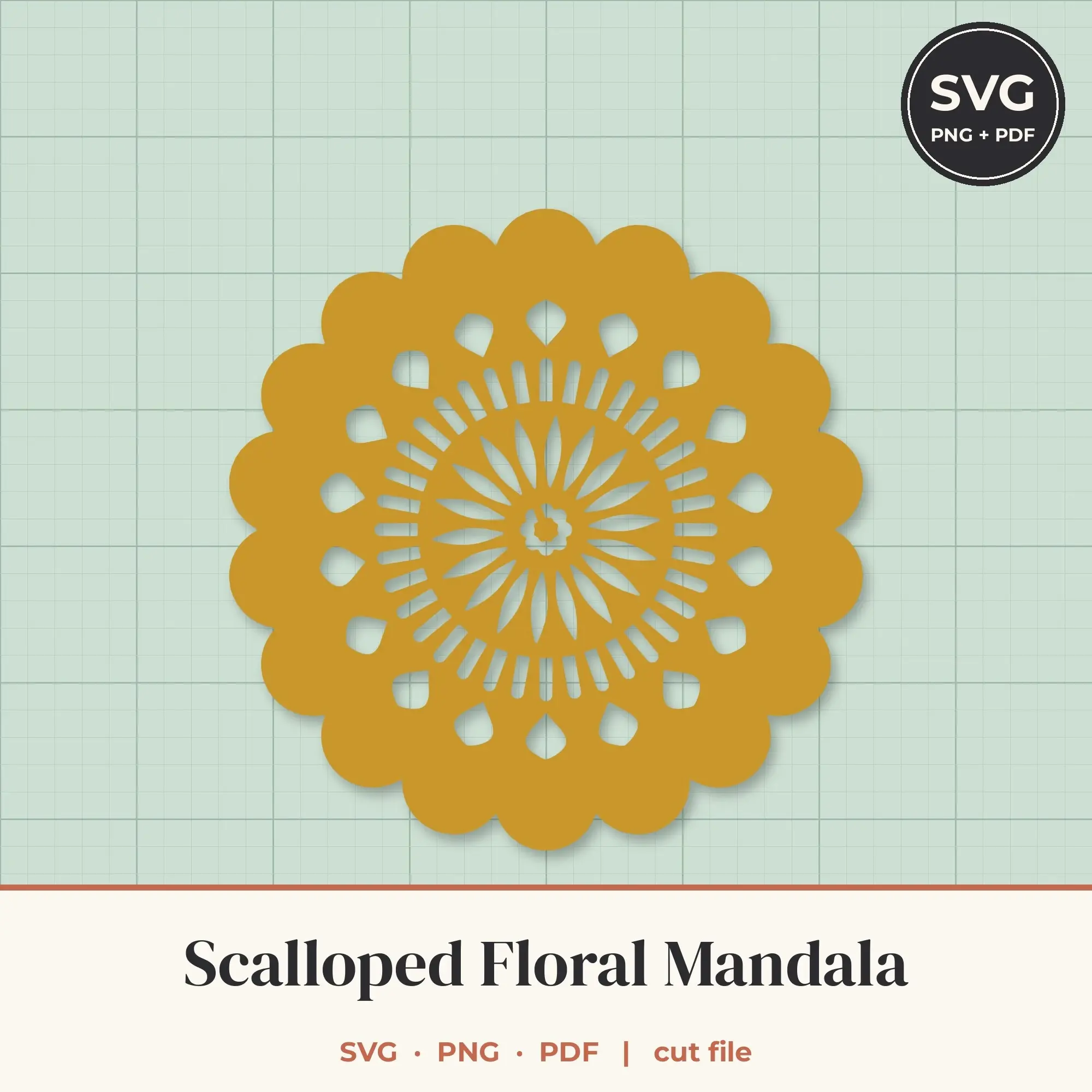 Scalloped Floral Mandala SVG - 18-Fold Cut File preview