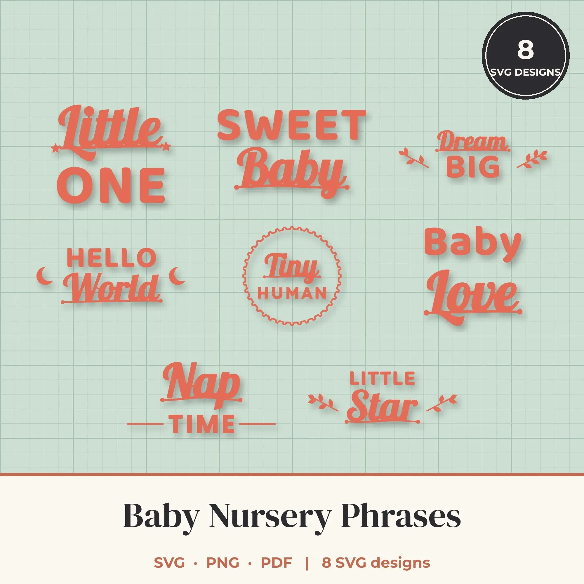 Baby Nursery SVG Bundle - 8 Quote Cut Files preview