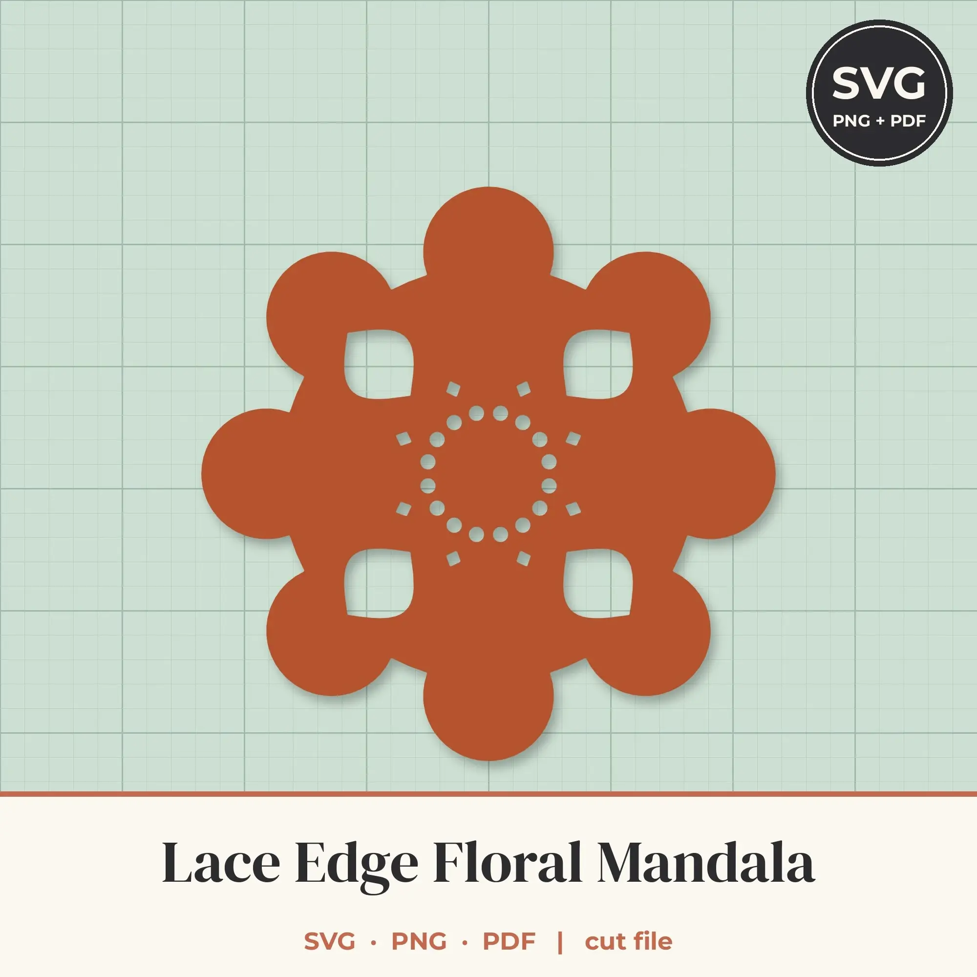 Lace Edge Floral Mandala SVG - 8-Fold Cut File preview