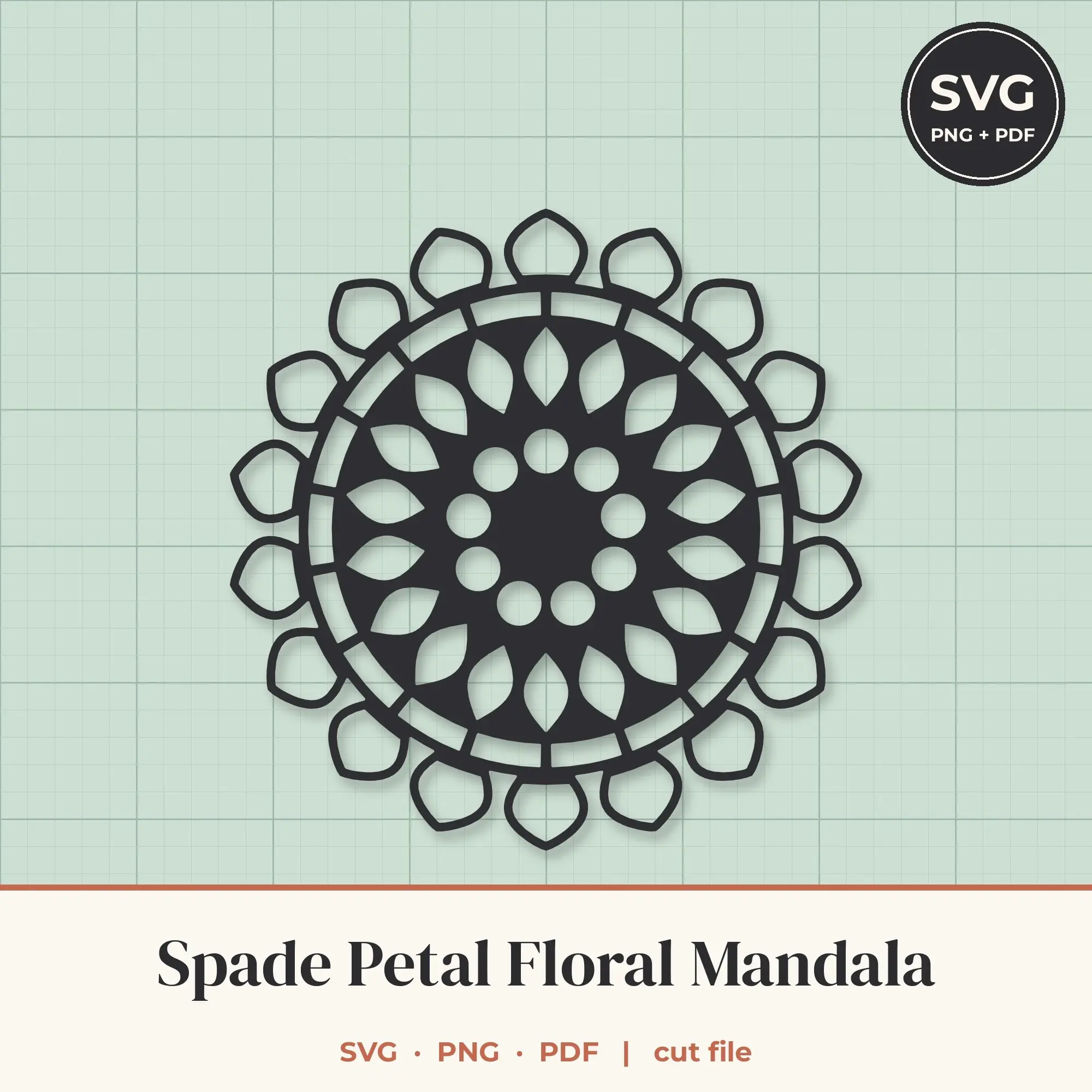 Spade Petal Floral Mandala SVG - 18-Fold Cut File preview
