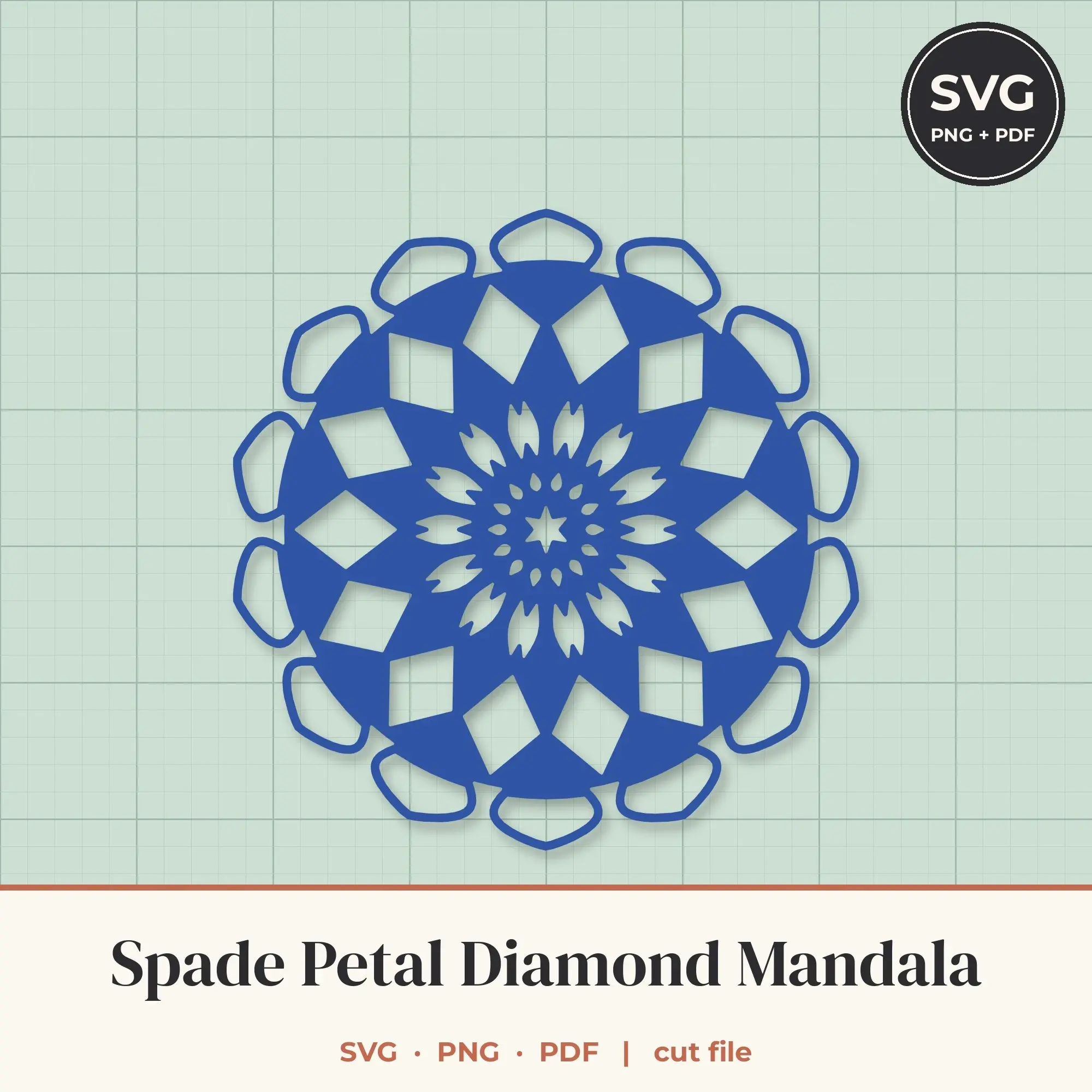 Spade Petal Diamond Mandala SVG - 14-Fold Cut File preview