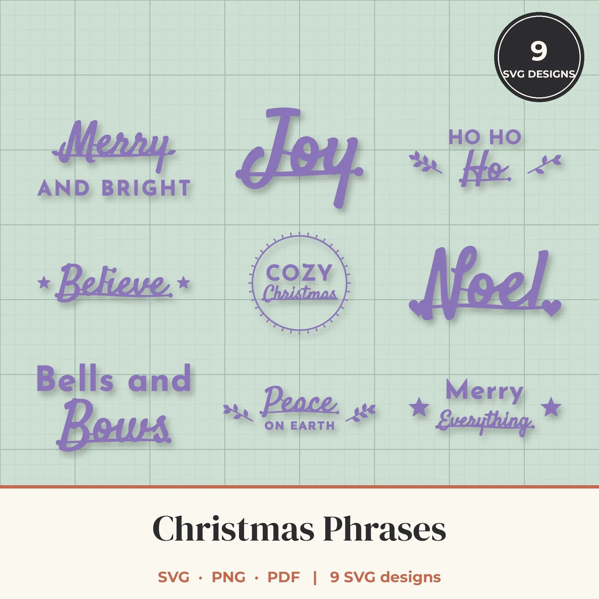 Christmas SVG Bundle - 9 Quote Cut Files preview