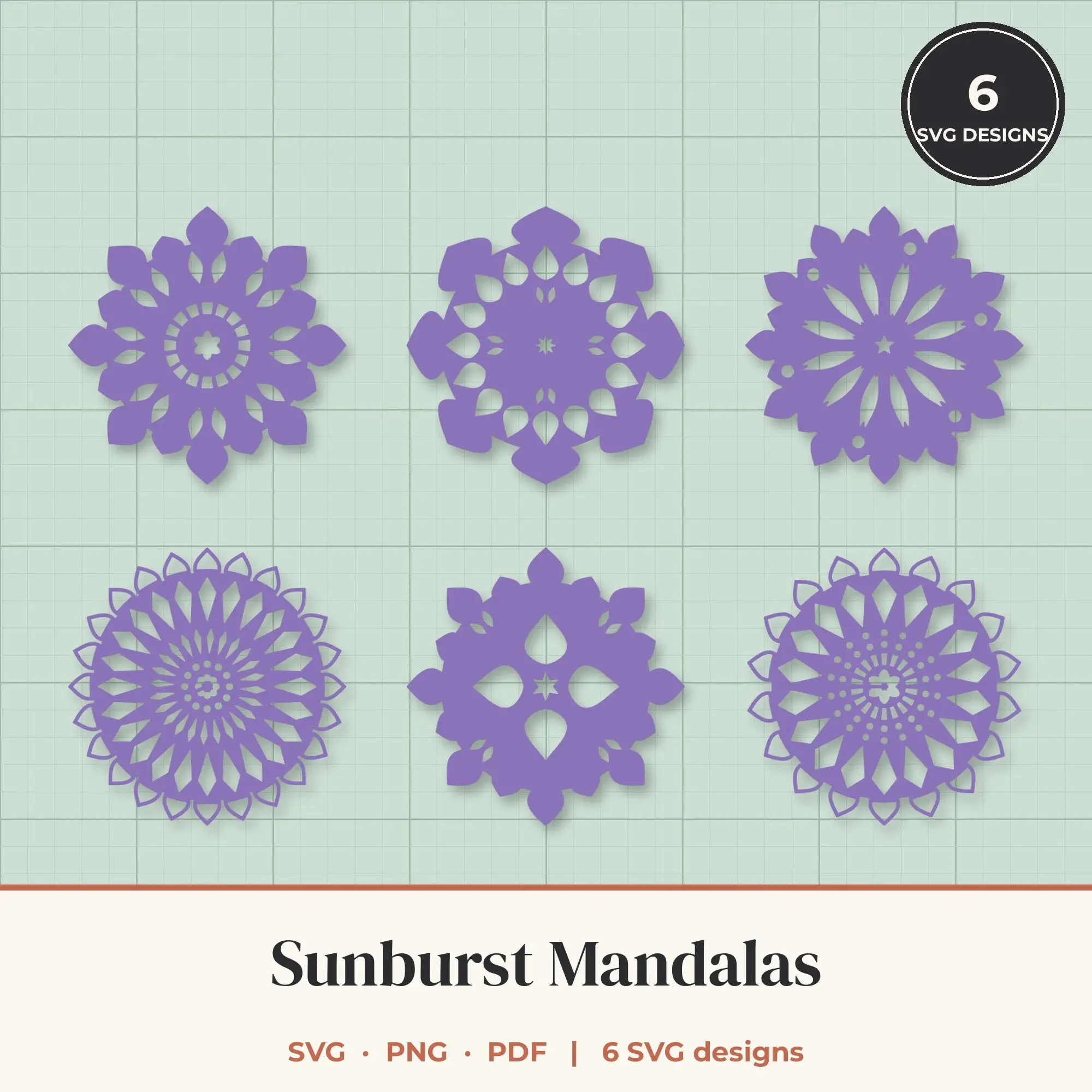 Sunburst Mandala SVG Bundle - 6 Mandala Cut Files preview