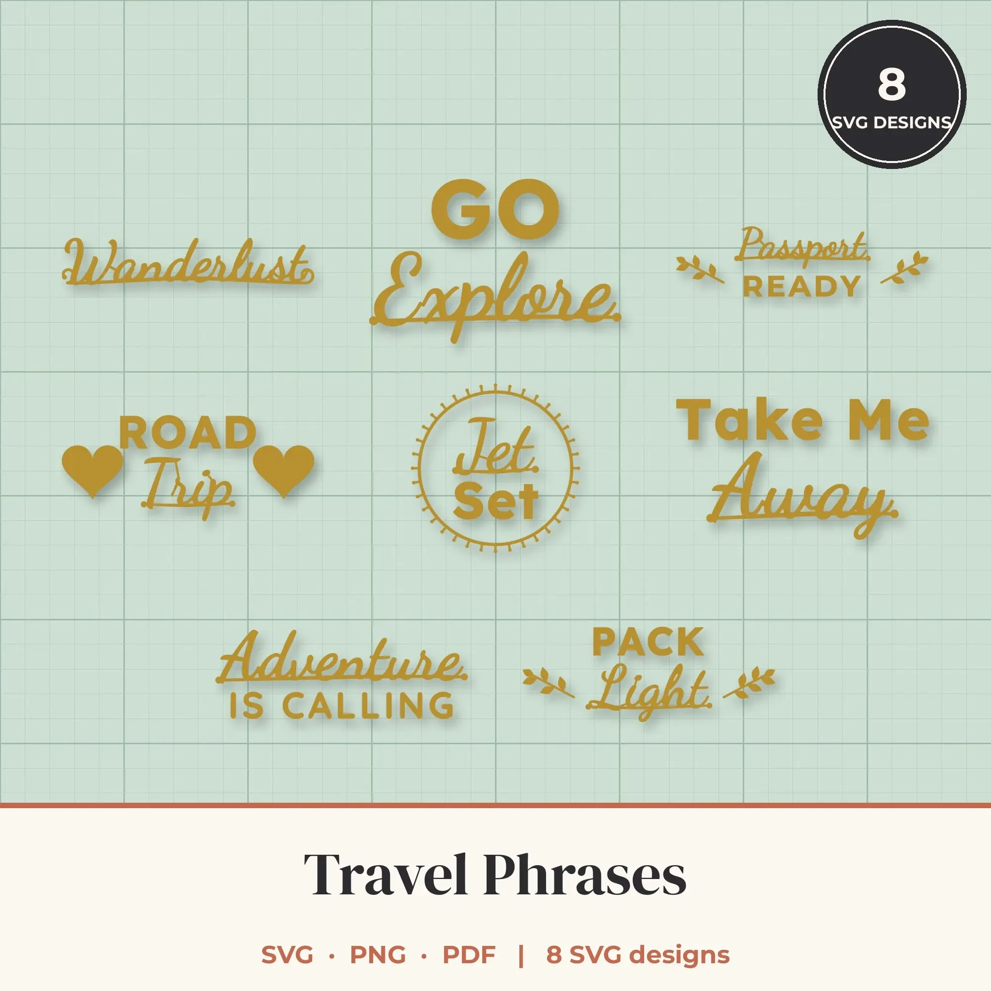 Travel SVG Bundle - 8 Quote Cut Files preview