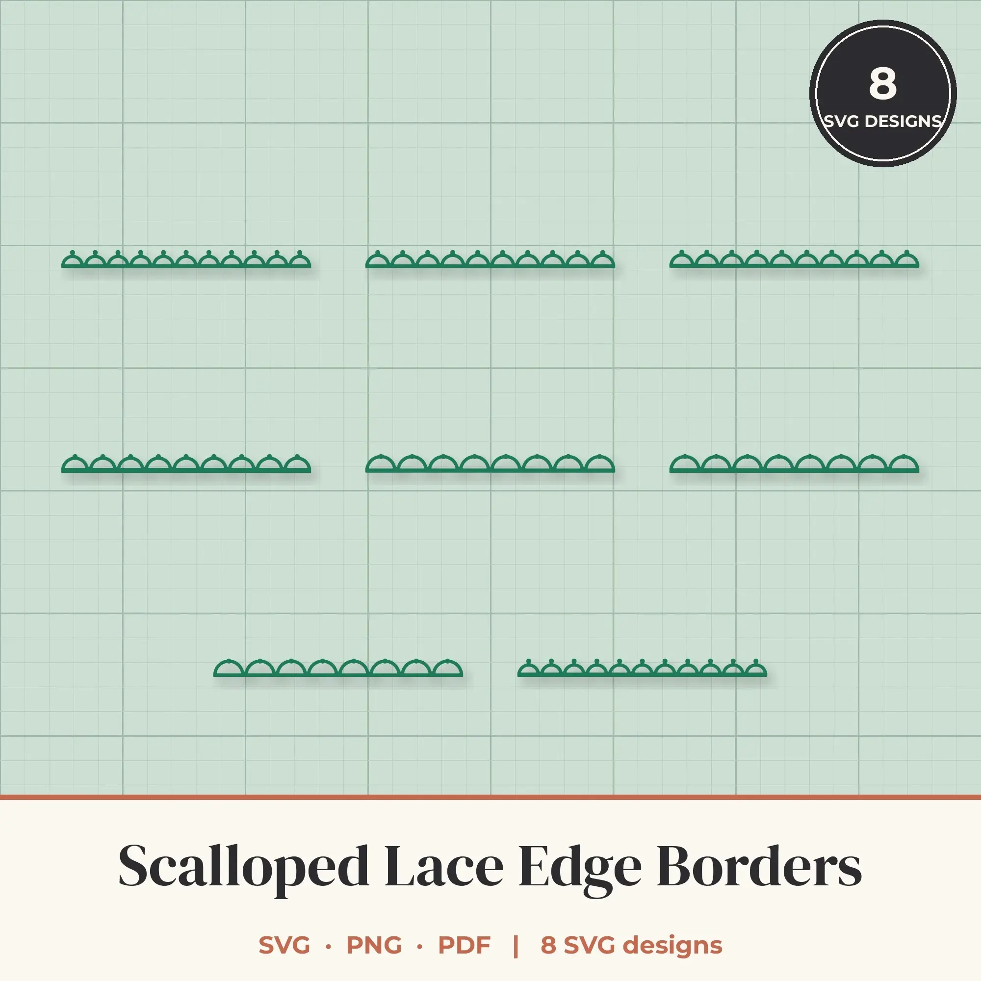 Scalloped Lace Border SVG Set - 8 Edge Borders preview