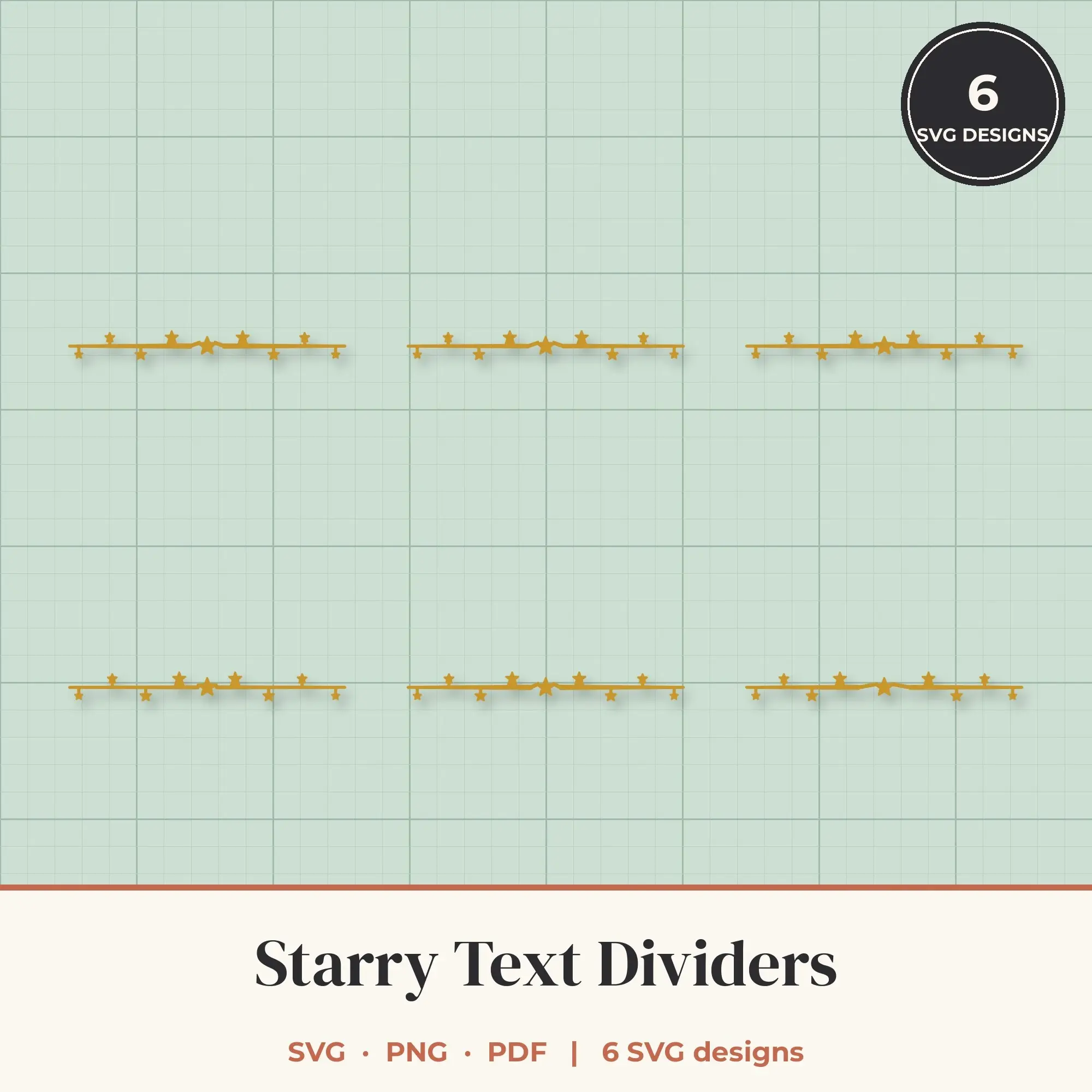 Starry Divider SVG Bundle - 6 Text Dividers, preview 1 of 2