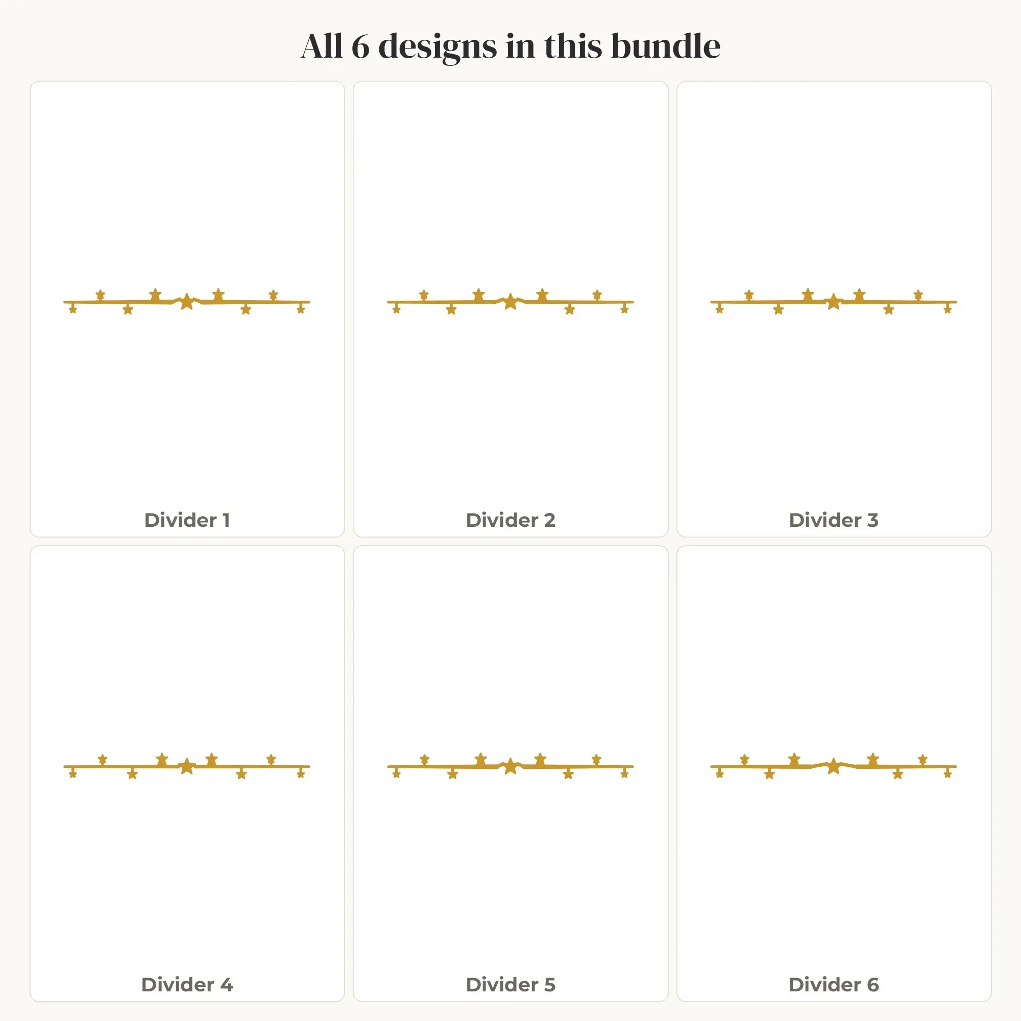 Starry Divider SVG Bundle - 6 Text Dividers, preview 2 of 2