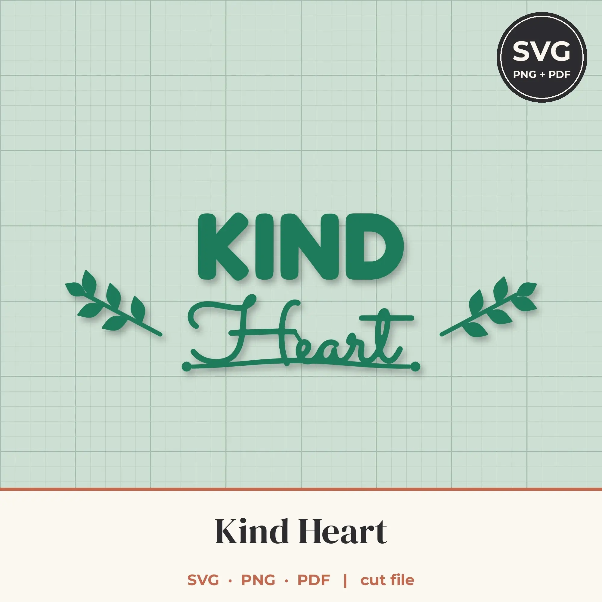 Kind Heart SVG - Leafy Sprig Lettering Cut File preview