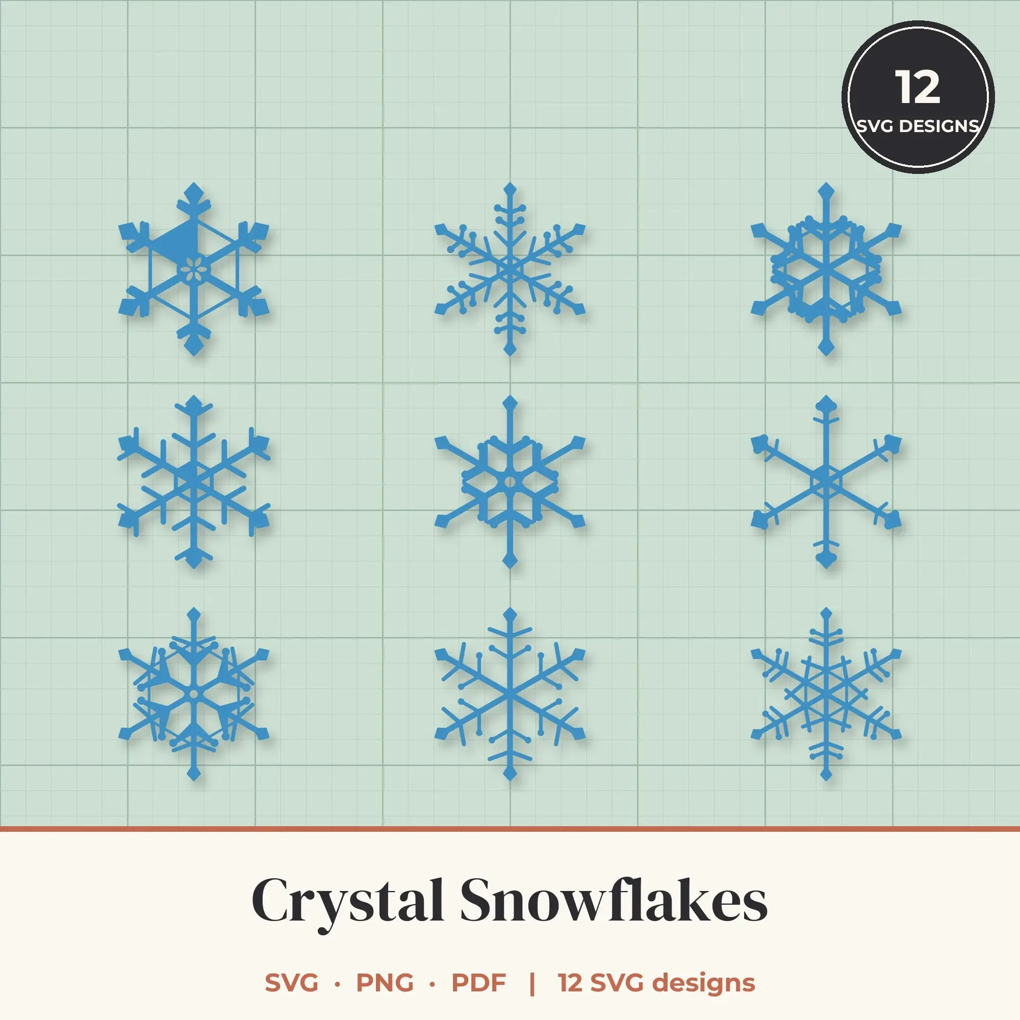 Crystal Snowflake SVG Bundle - 12 Snowflake Cut Files preview