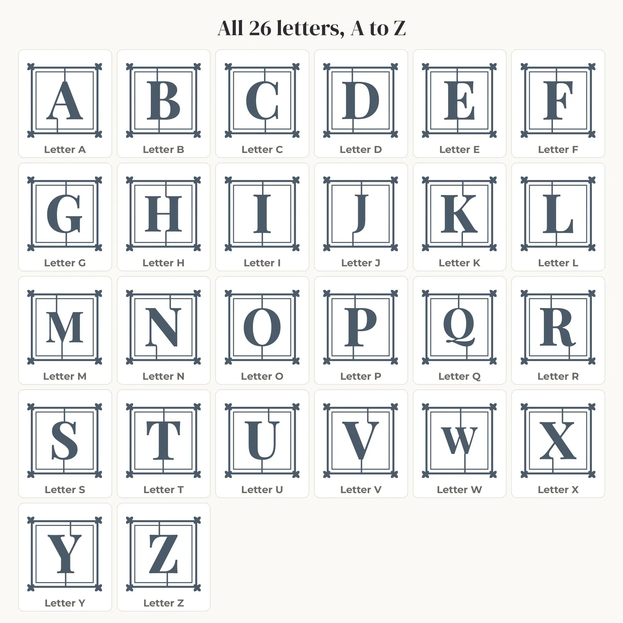 Square Ornament Monogram Alphabet SVG Bundle - Serif A to Z, preview 2 of 2