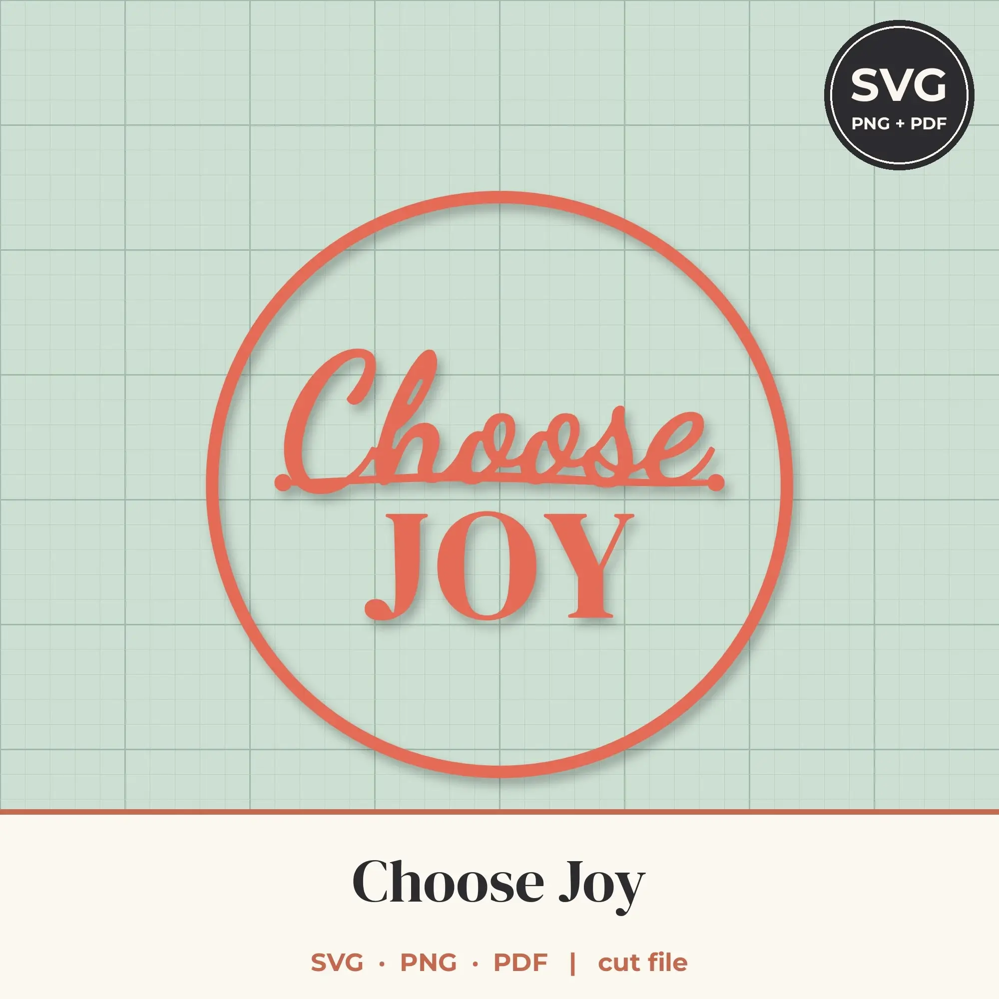 Choose Joy SVG - Round Badge Lettering Cut File preview