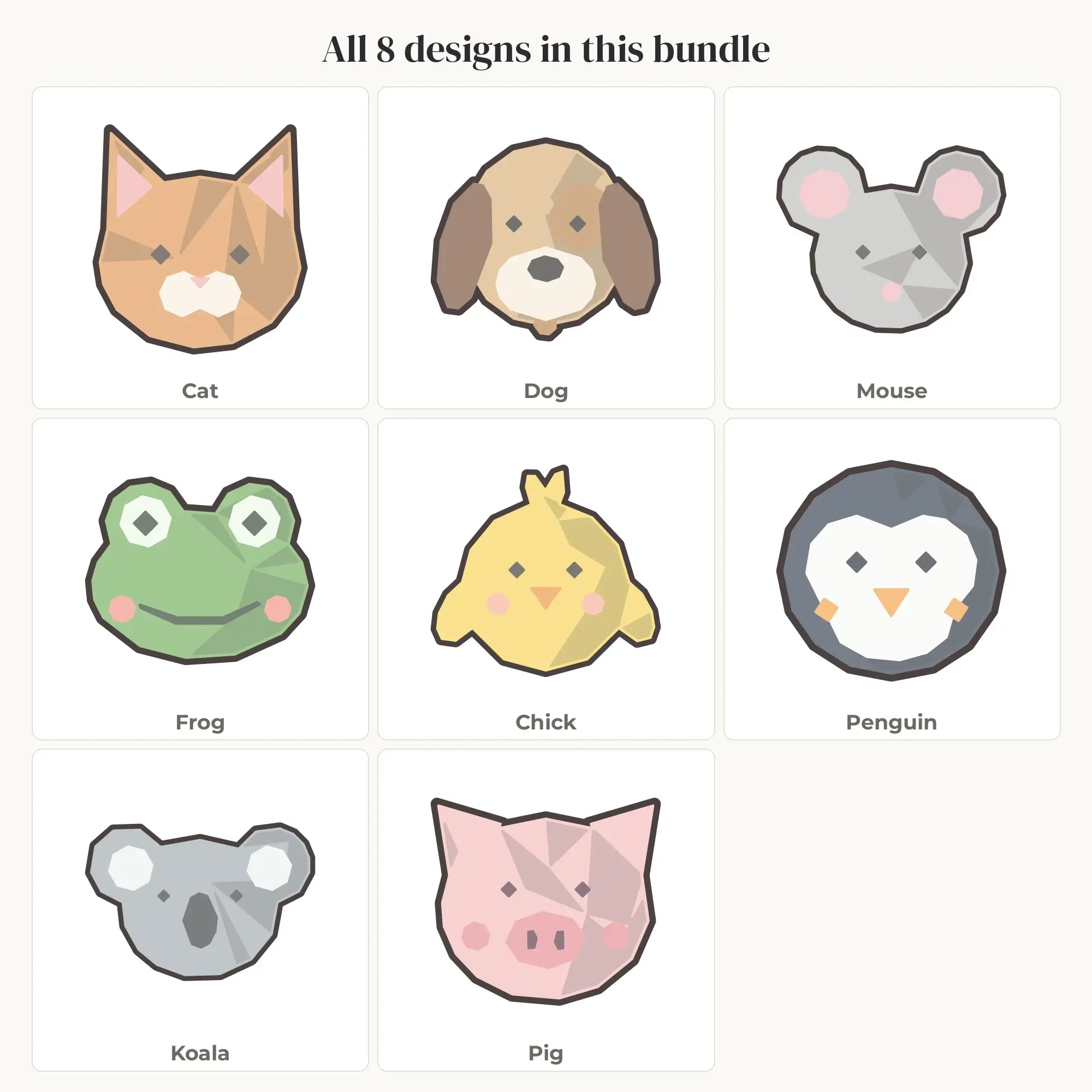 Pastel Geometric Cute Critter Animals SVG Bundle - 8 Layered Cut Files, preview 2 of 2