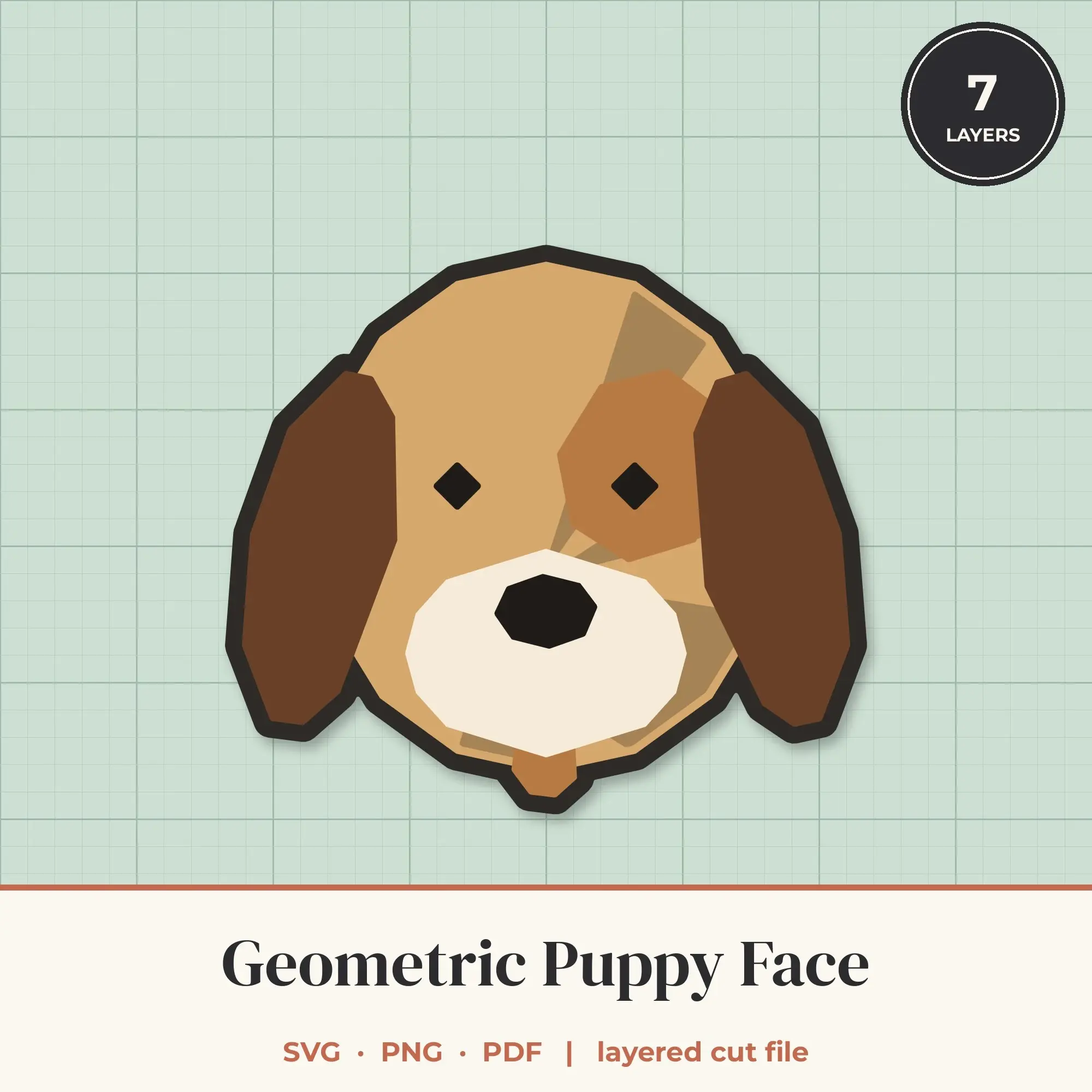 Geometric Puppy Face SVG - Layered Animal Cut File preview