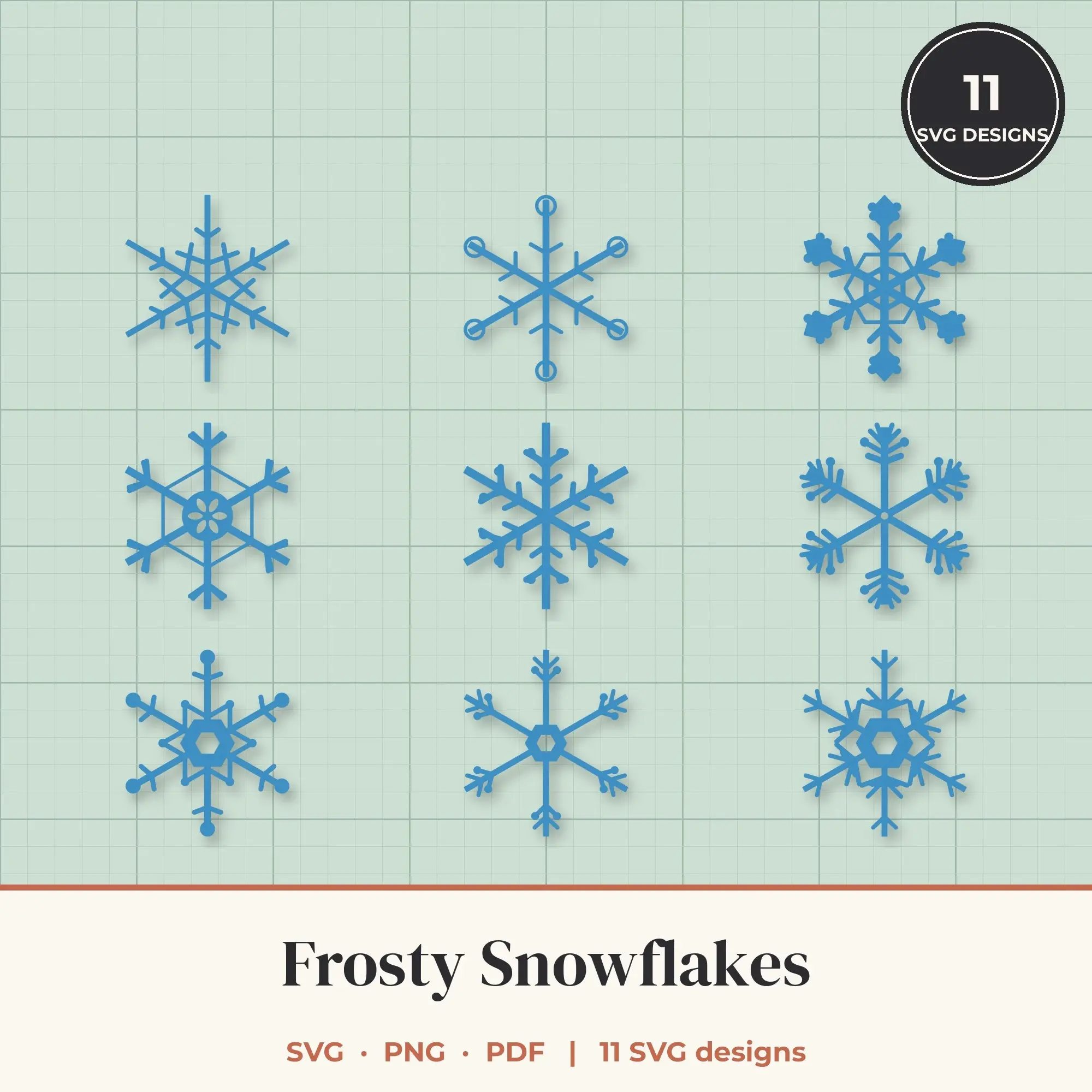 Frosty Snowflake SVG Bundle - 11 Snowflake Cut Files preview