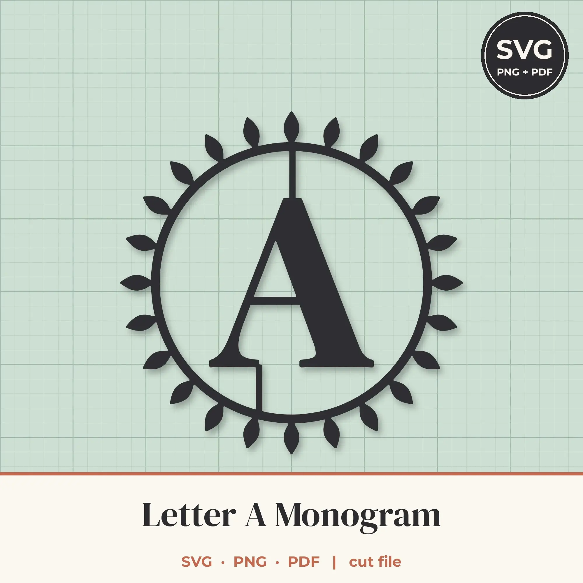 Letter A Sunburst Monogram SVG Cut File preview