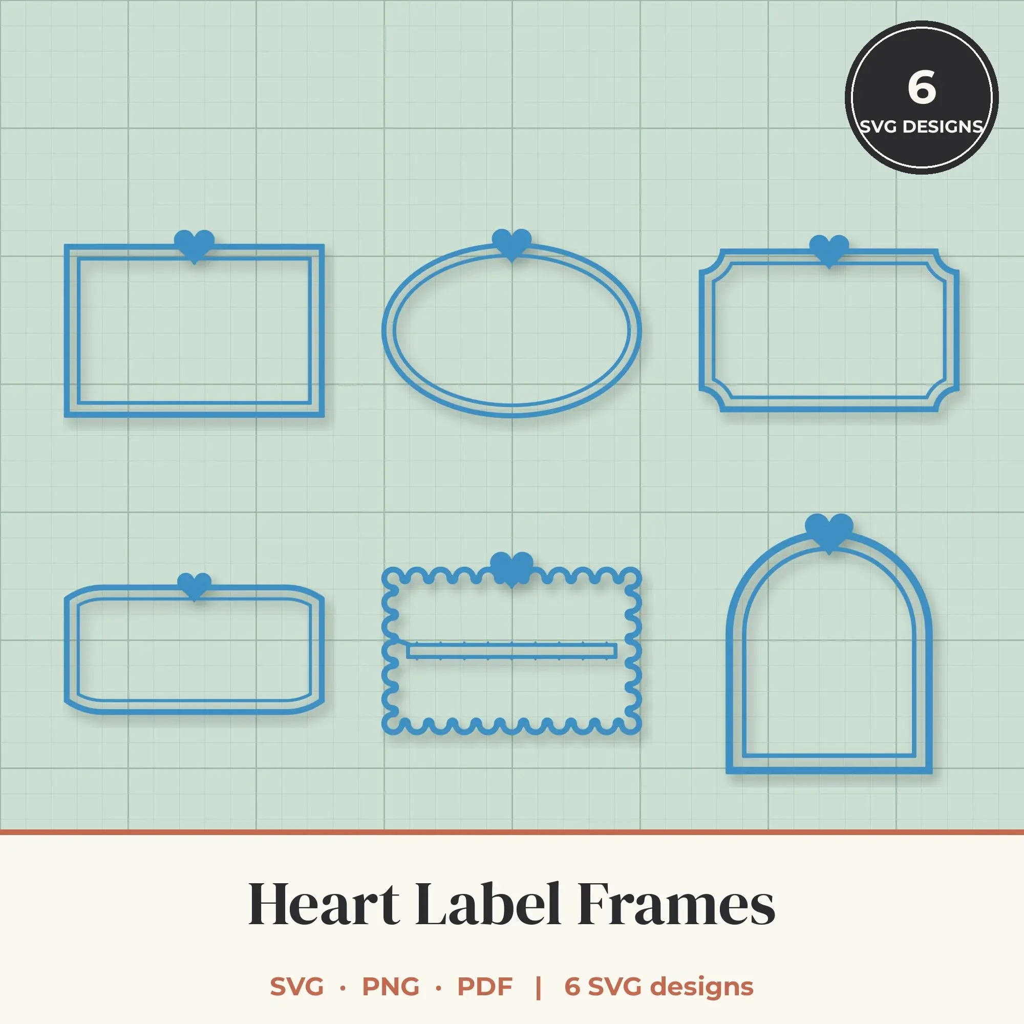 Heart Frame SVG Bundle - 6 Label Frames preview