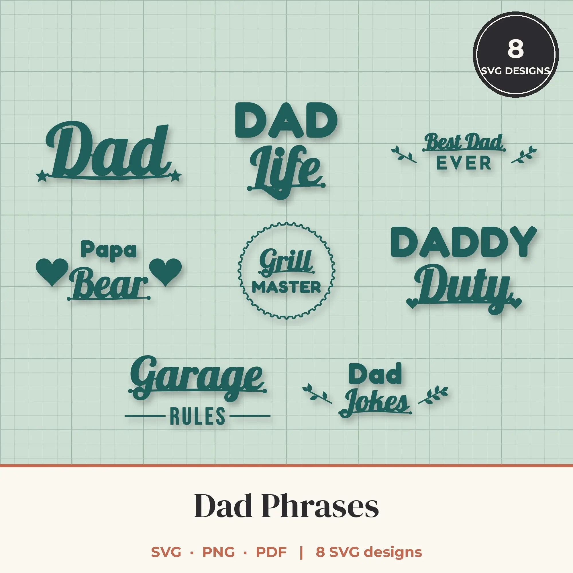 Dad SVG Bundle - 8 Quote Cut Files preview