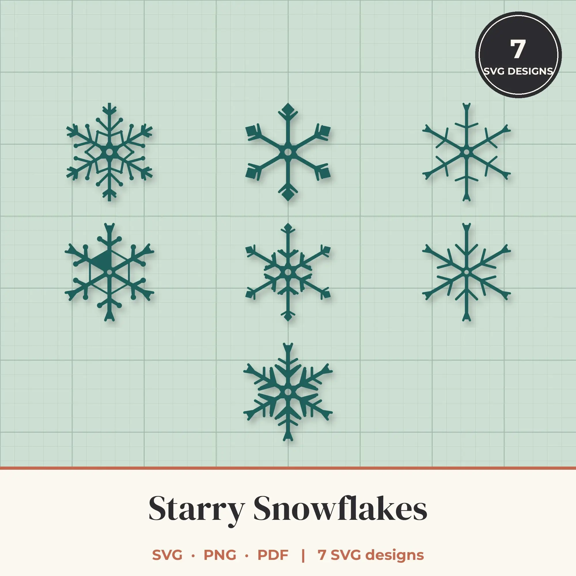 Starry Snowflake SVG Bundle - 7 Snowflake Cut Files preview