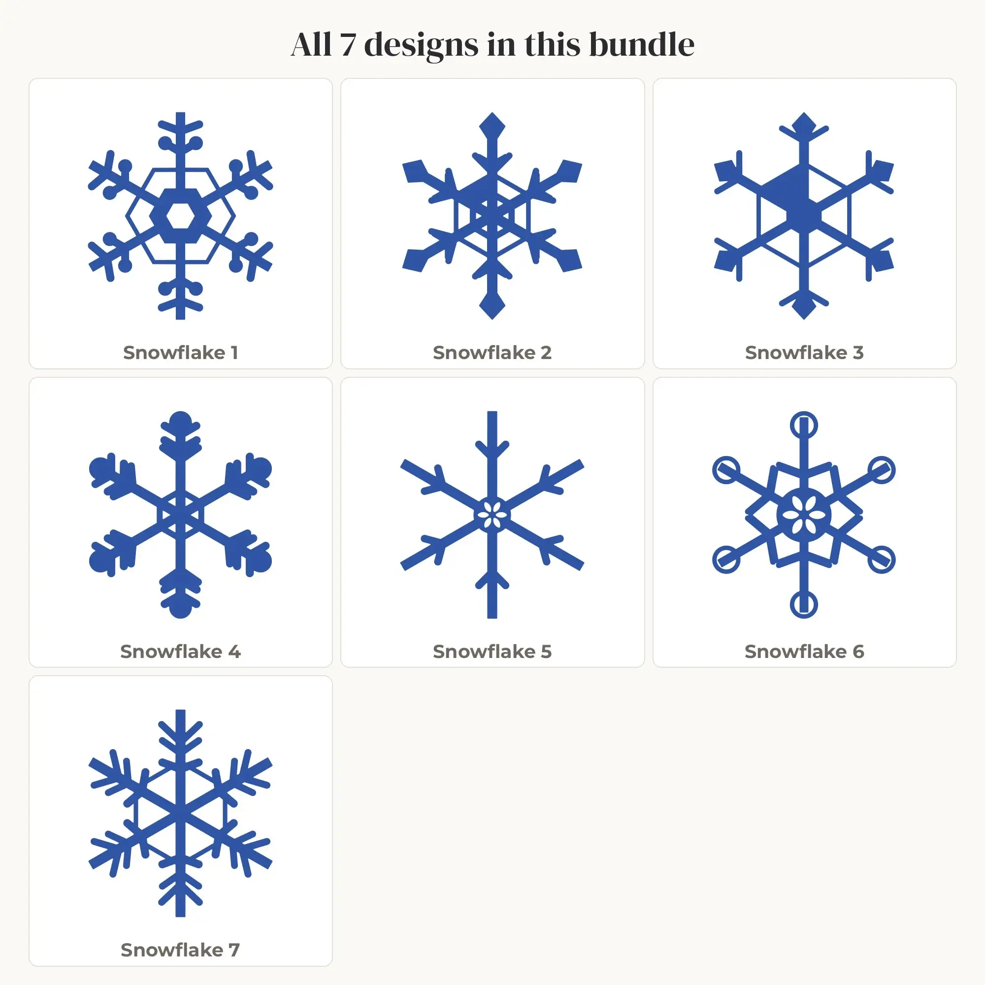 Bold Snowflake SVG Bundle - 7 Snowflake Cut Files, preview 2 of 2
