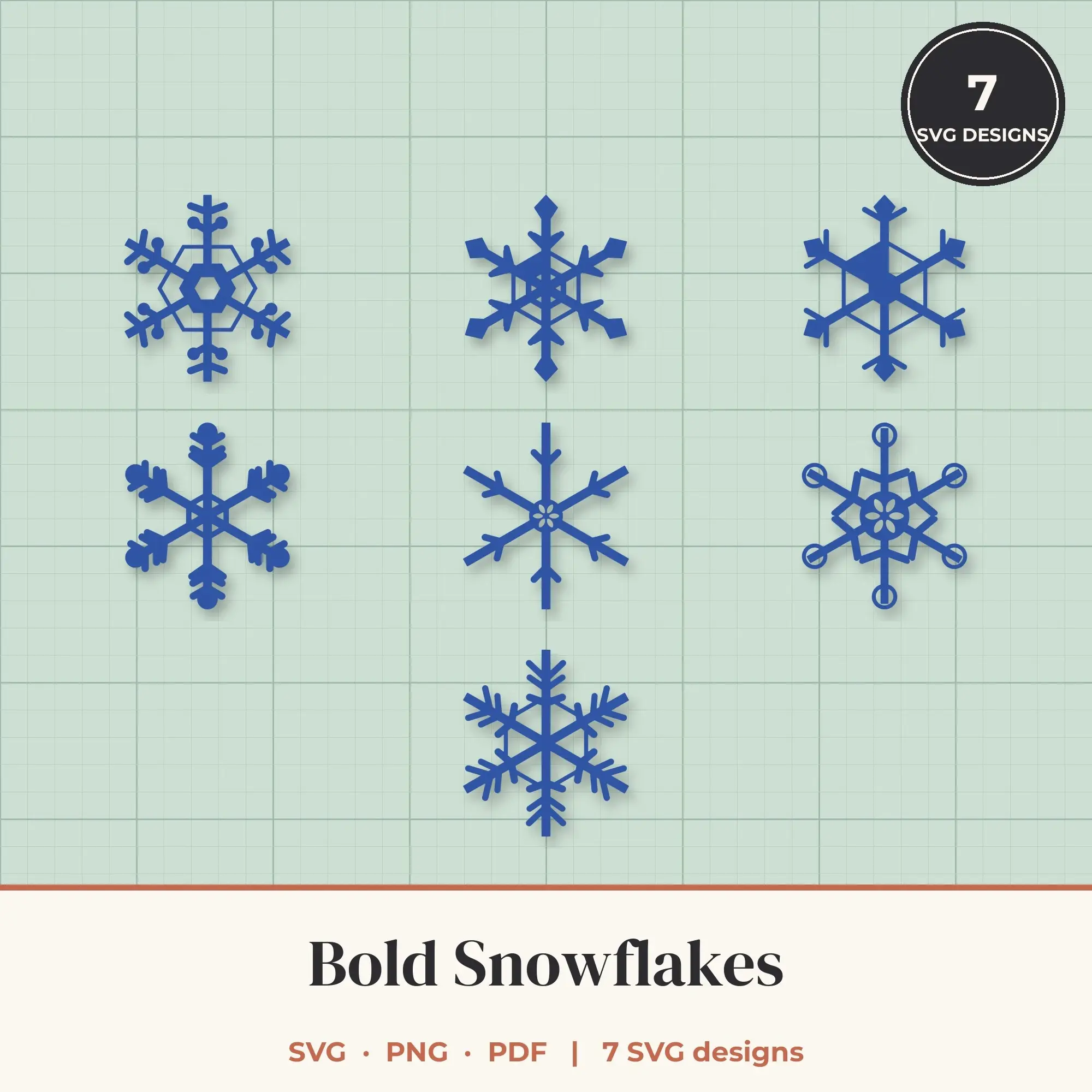 Bold Snowflake SVG Bundle - 7 Snowflake Cut Files preview