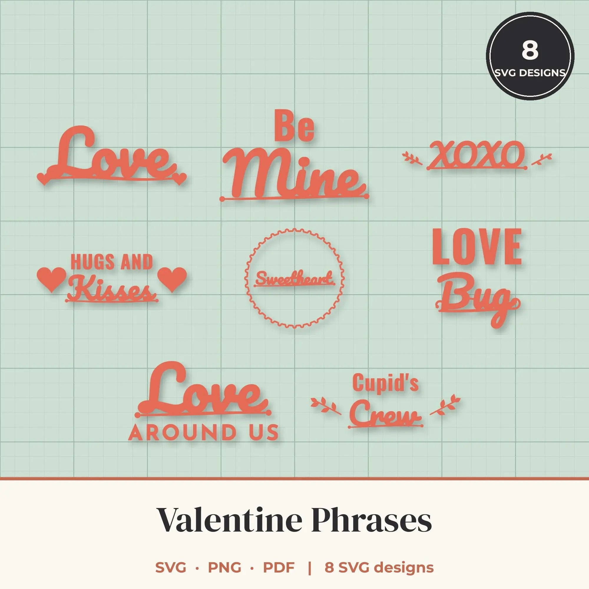 Valentine SVG Bundle - 8 Quote Cut Files preview