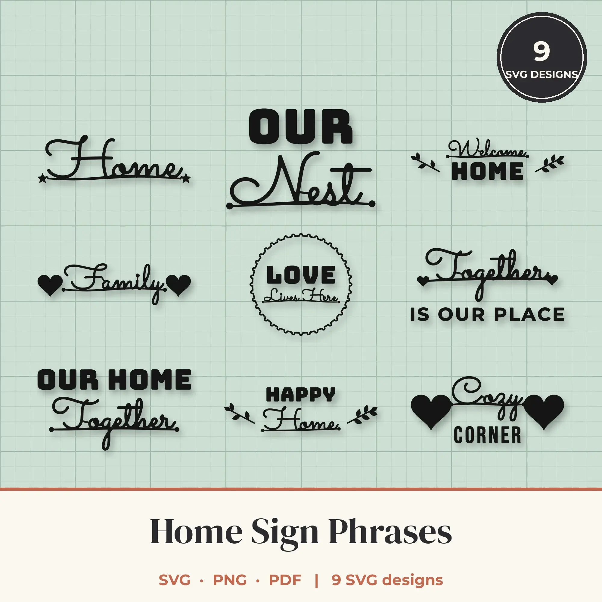 Home Sign SVG Bundle - 9 Quote Cut Files preview