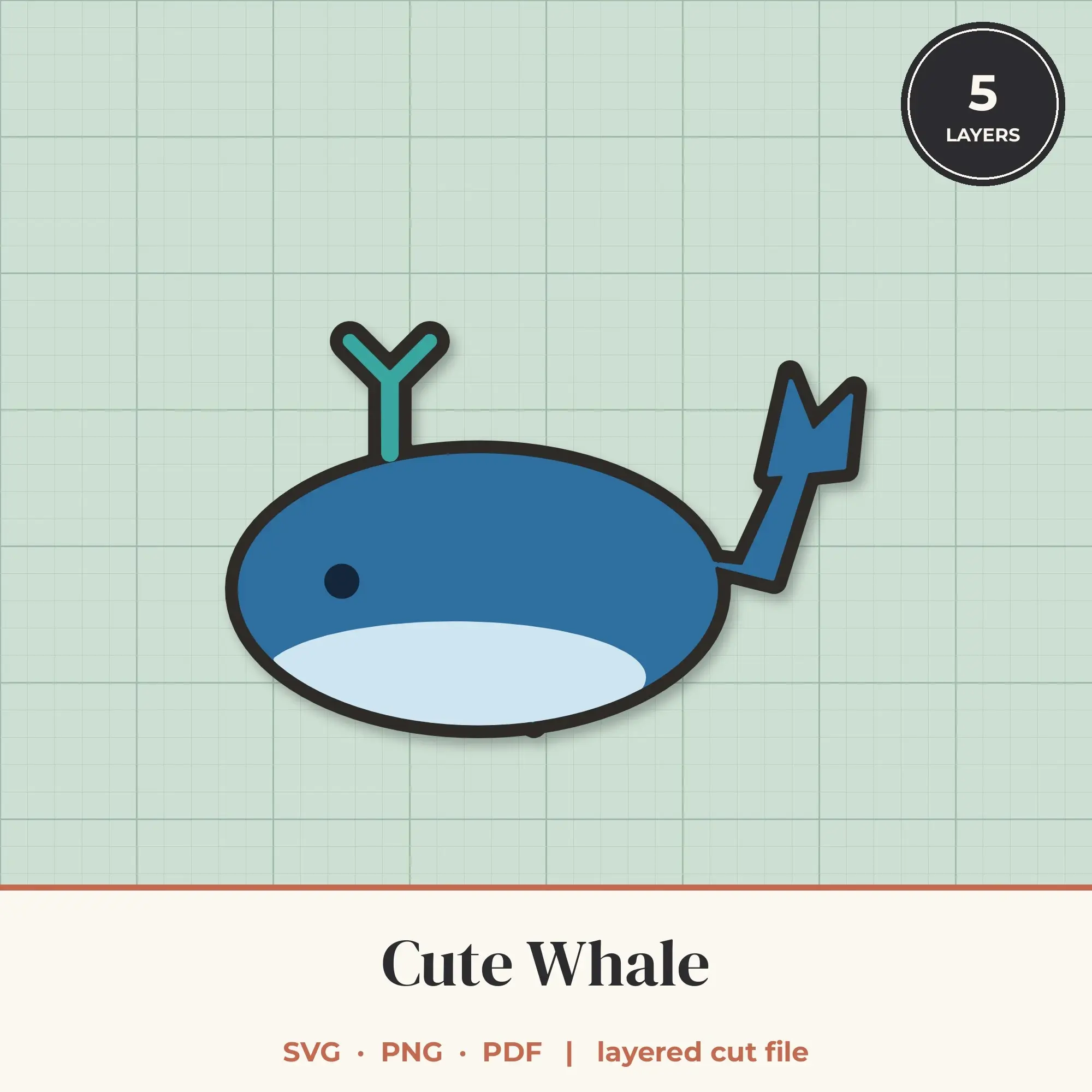 Cute Whale SVG - Layered Animal Cut File preview