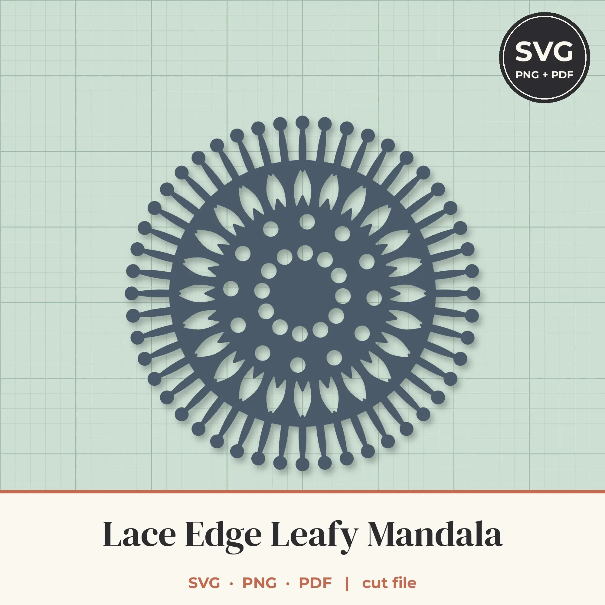 Lace Edge Leafy Mandala SVG - 24-Fold Cut File preview