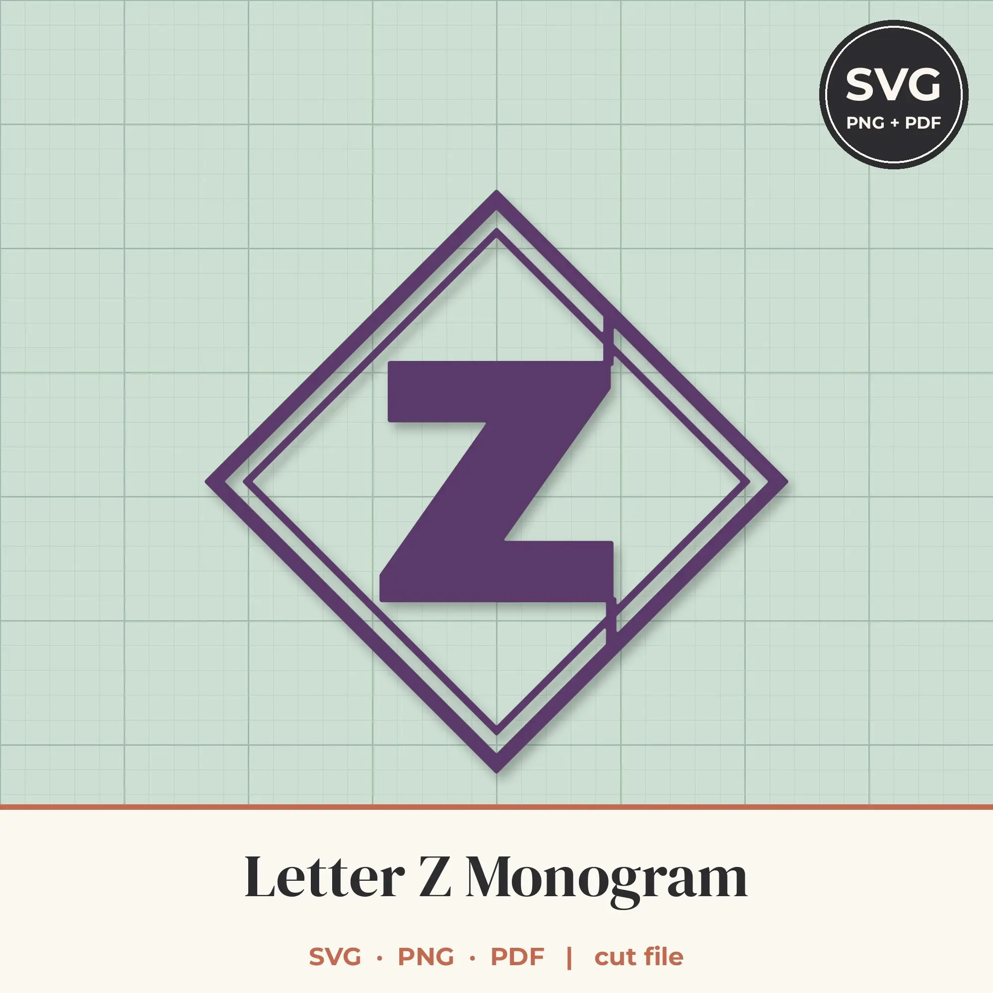 Letter Z Diamond Monogram SVG Cut File preview