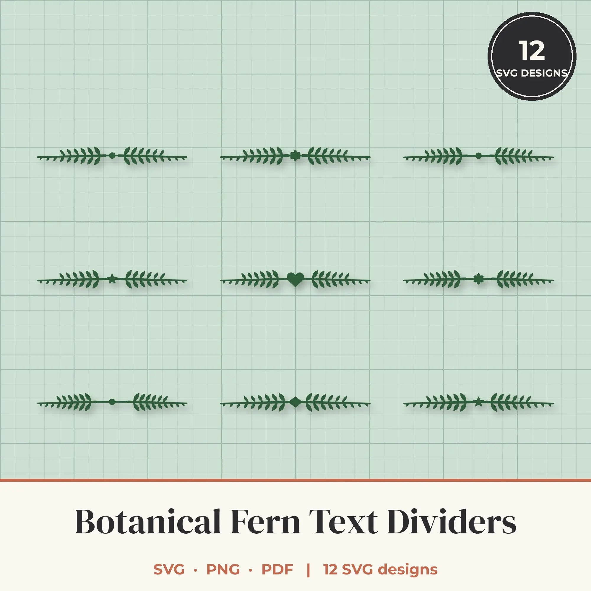 Botanical Fern Divider SVG Bundle - 12 Text Dividers preview