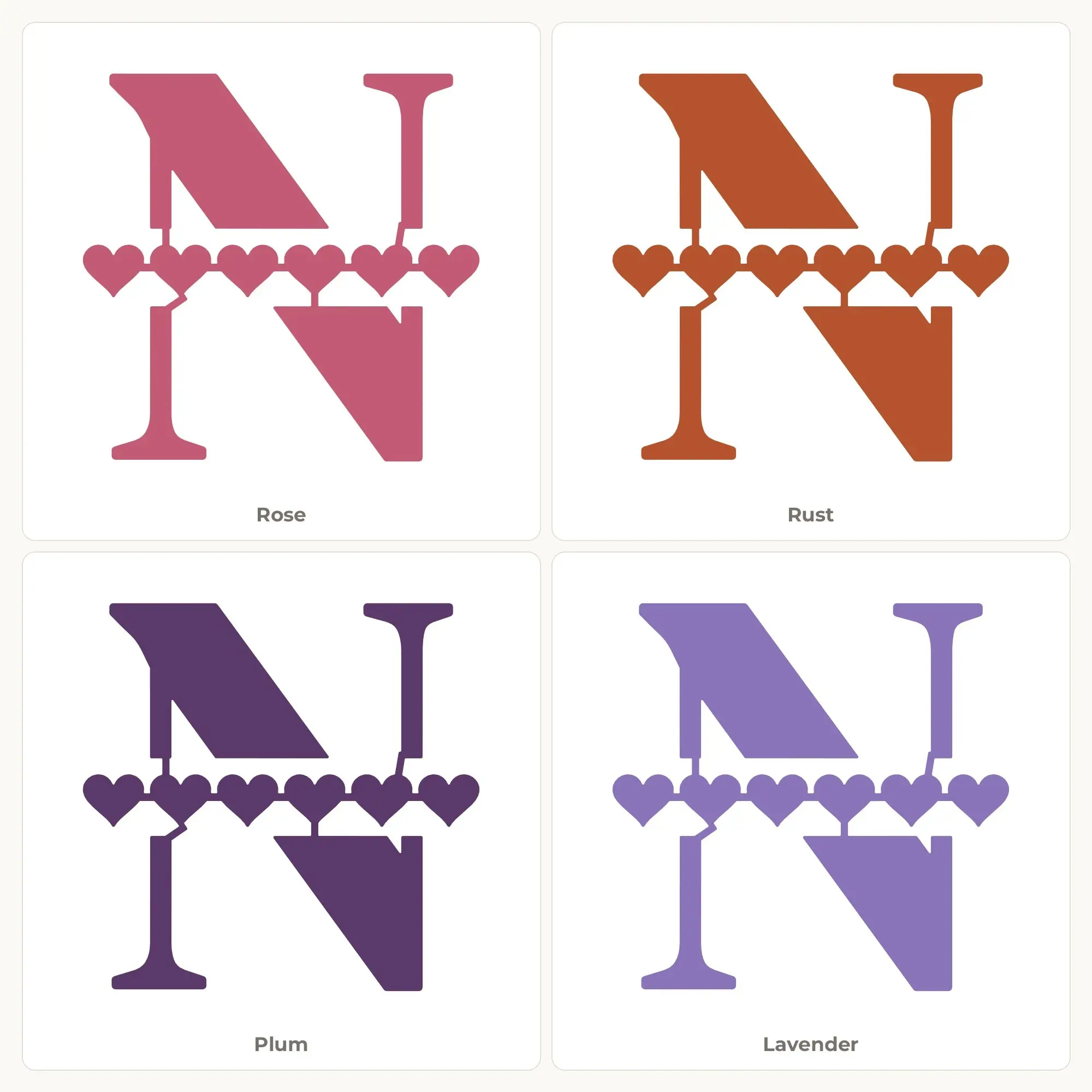 Letter N Split Monogram SVG - Heart Chain Cut File, preview 2 of 2