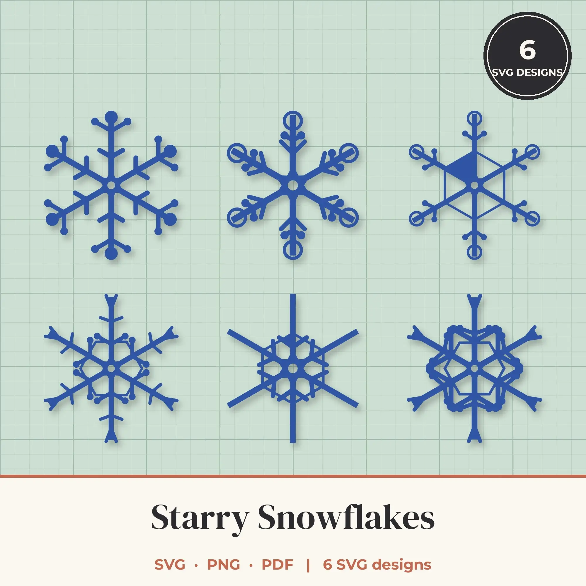 Starry Snowflake SVG Bundle - 6 Snowflake Cut Files preview