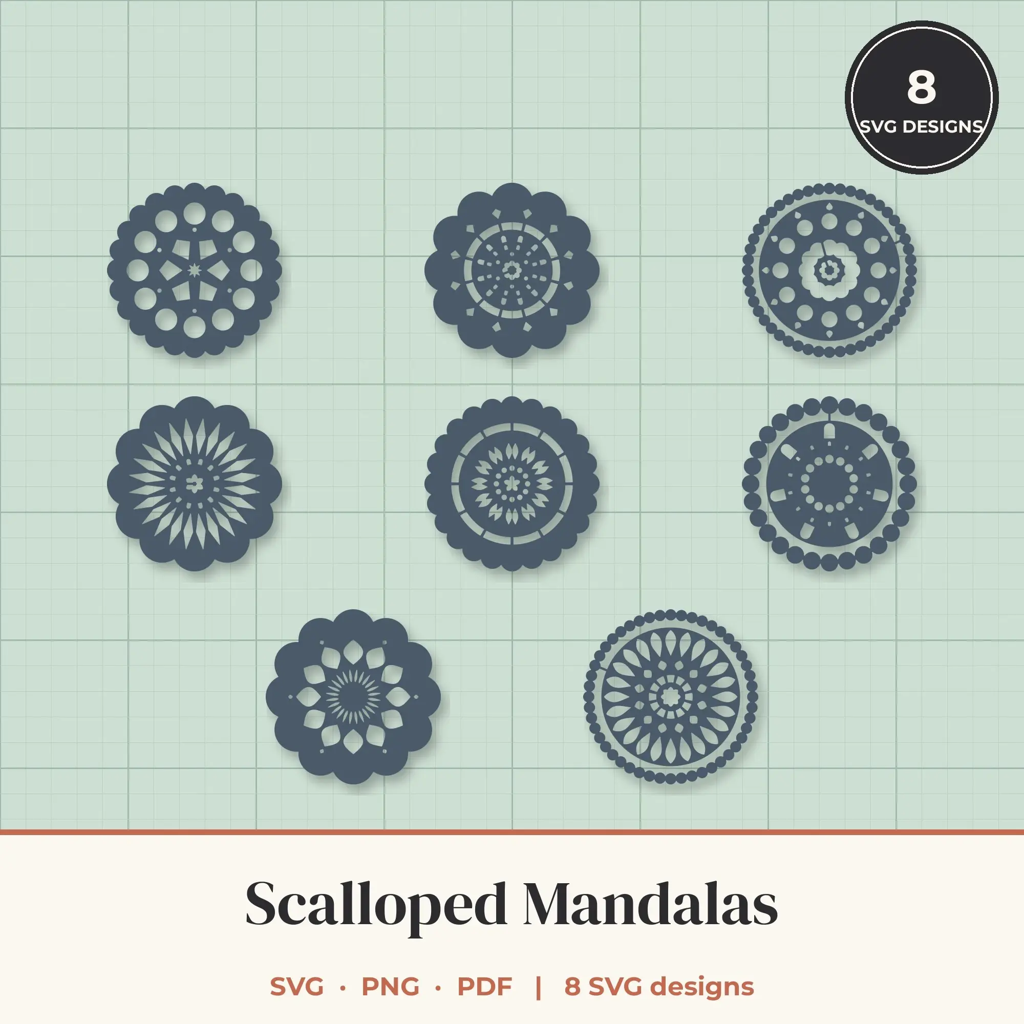 Scalloped Mandala SVG Bundle - 8 Mandala Cut Files preview