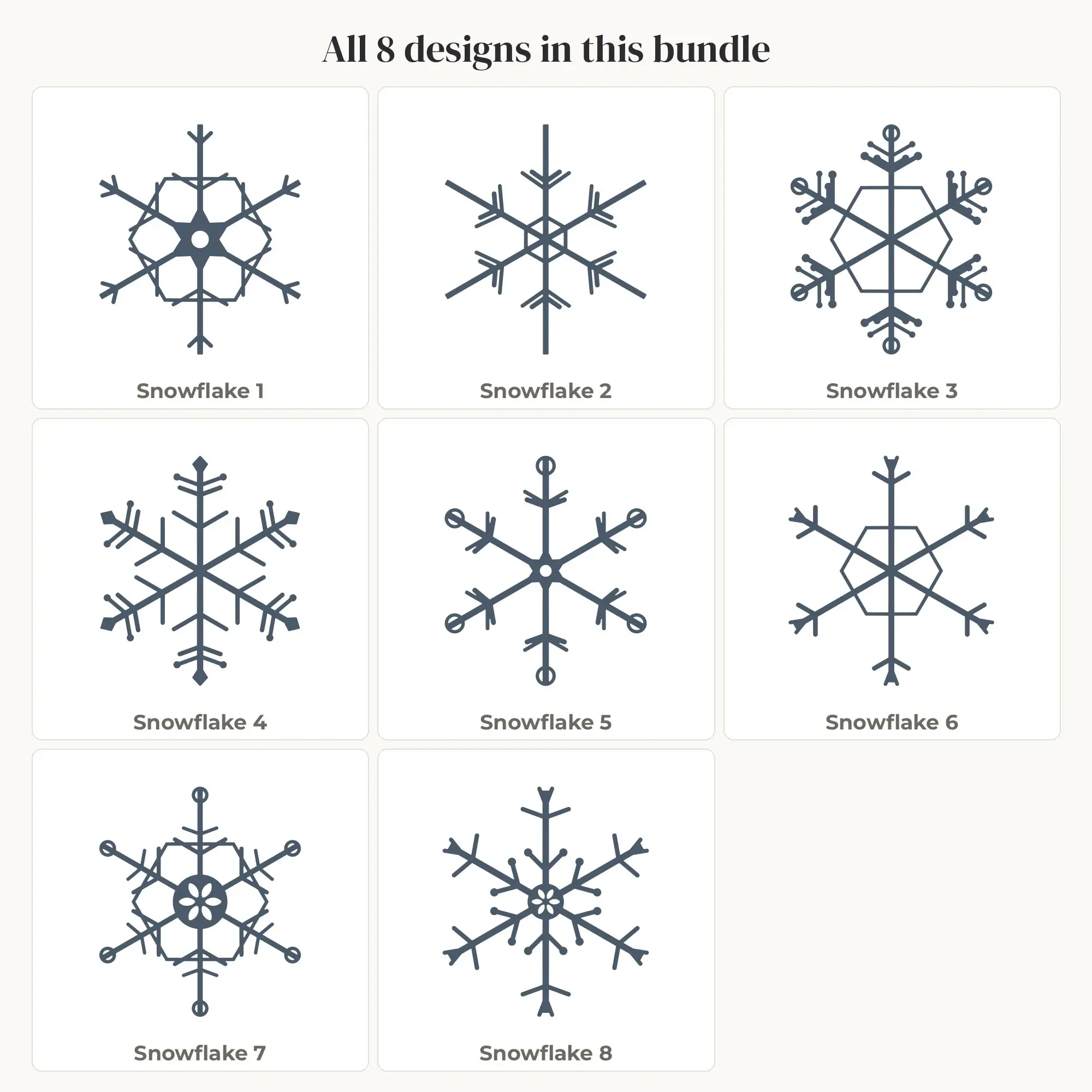 Delicate Snowflake SVG Bundle - 8 Snowflake Cut Files, preview 2 of 2