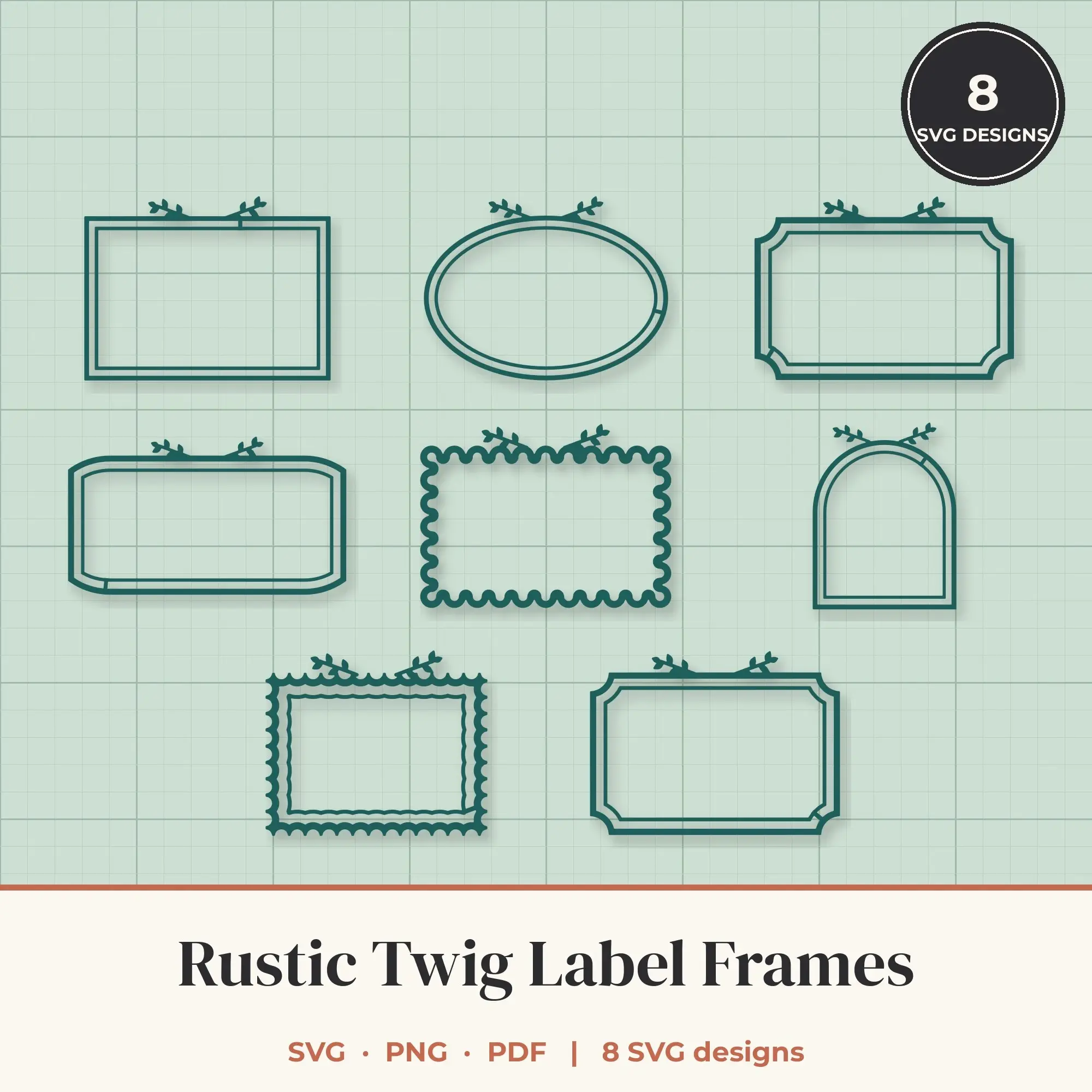 Rustic Twig Frame SVG Bundle - 8 Label Frames preview