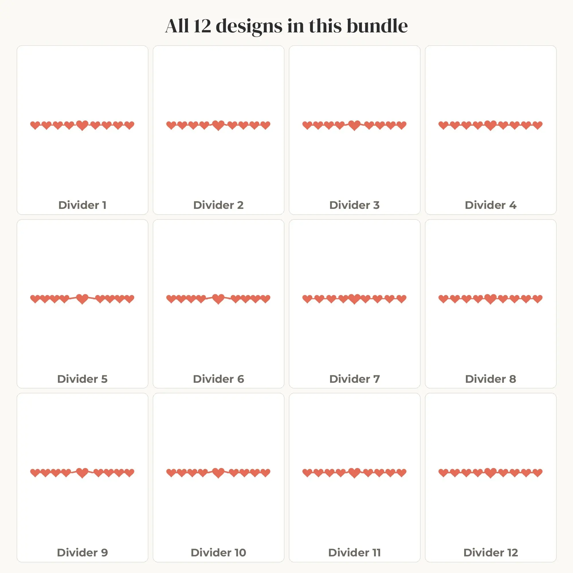 Heart Divider SVG Bundle - 12 Text Dividers, preview 2 of 2