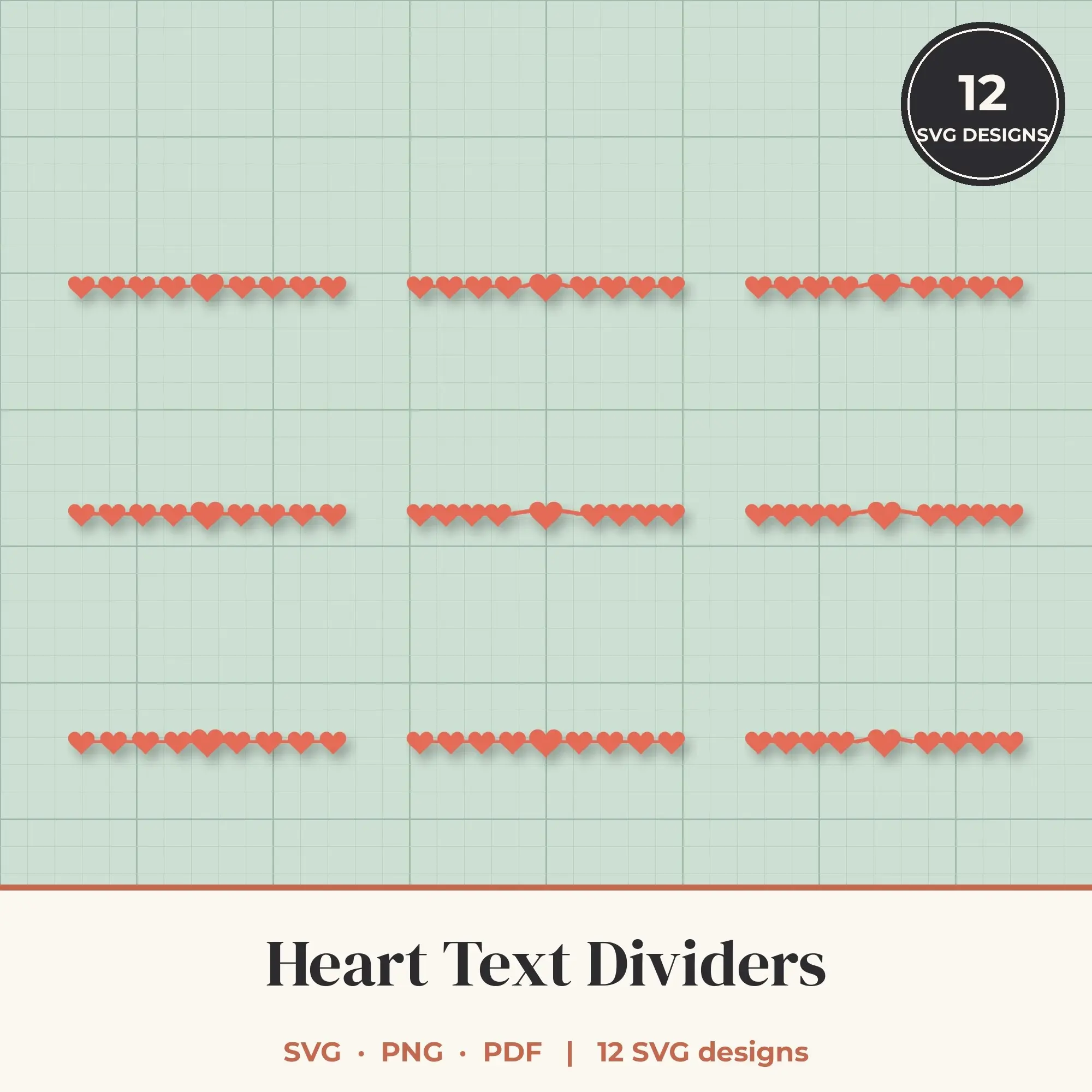 Heart Divider SVG Bundle - 12 Text Dividers preview