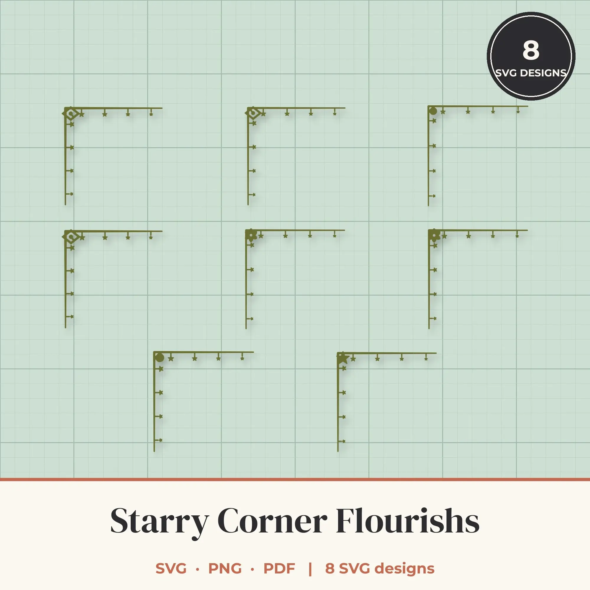 Starry Corner SVG Set - 8 Corner Flourishes preview