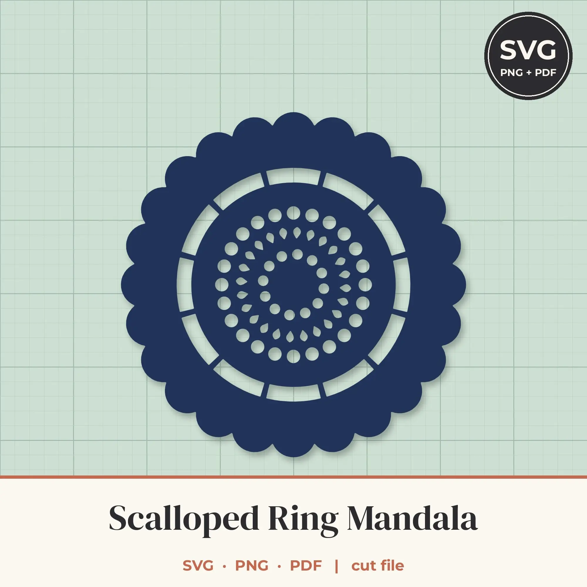 Scalloped Ring Mandala SVG - 24-Fold Cut File preview