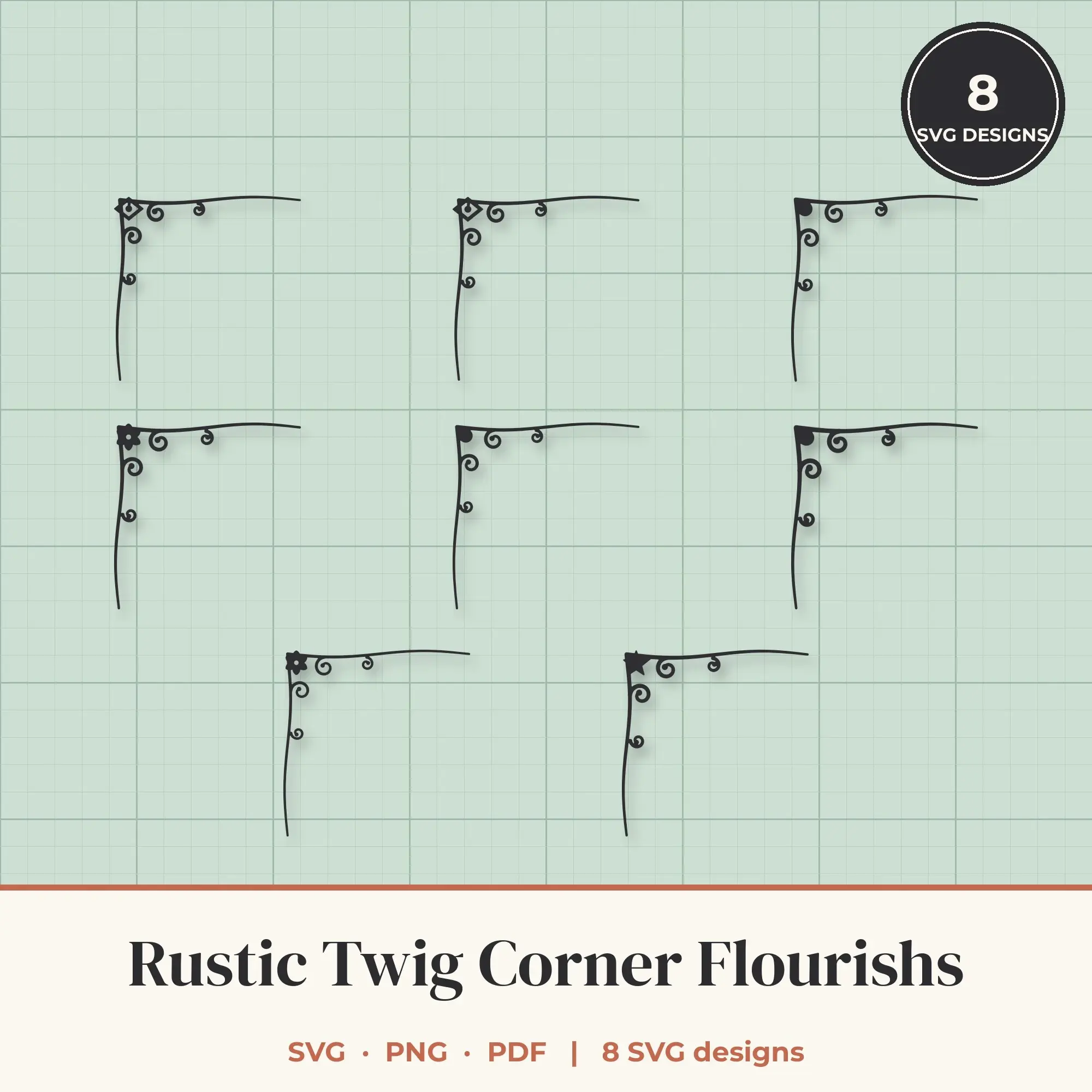 Rustic Twig Corner SVG Set - 8 Corner Flourishes preview
