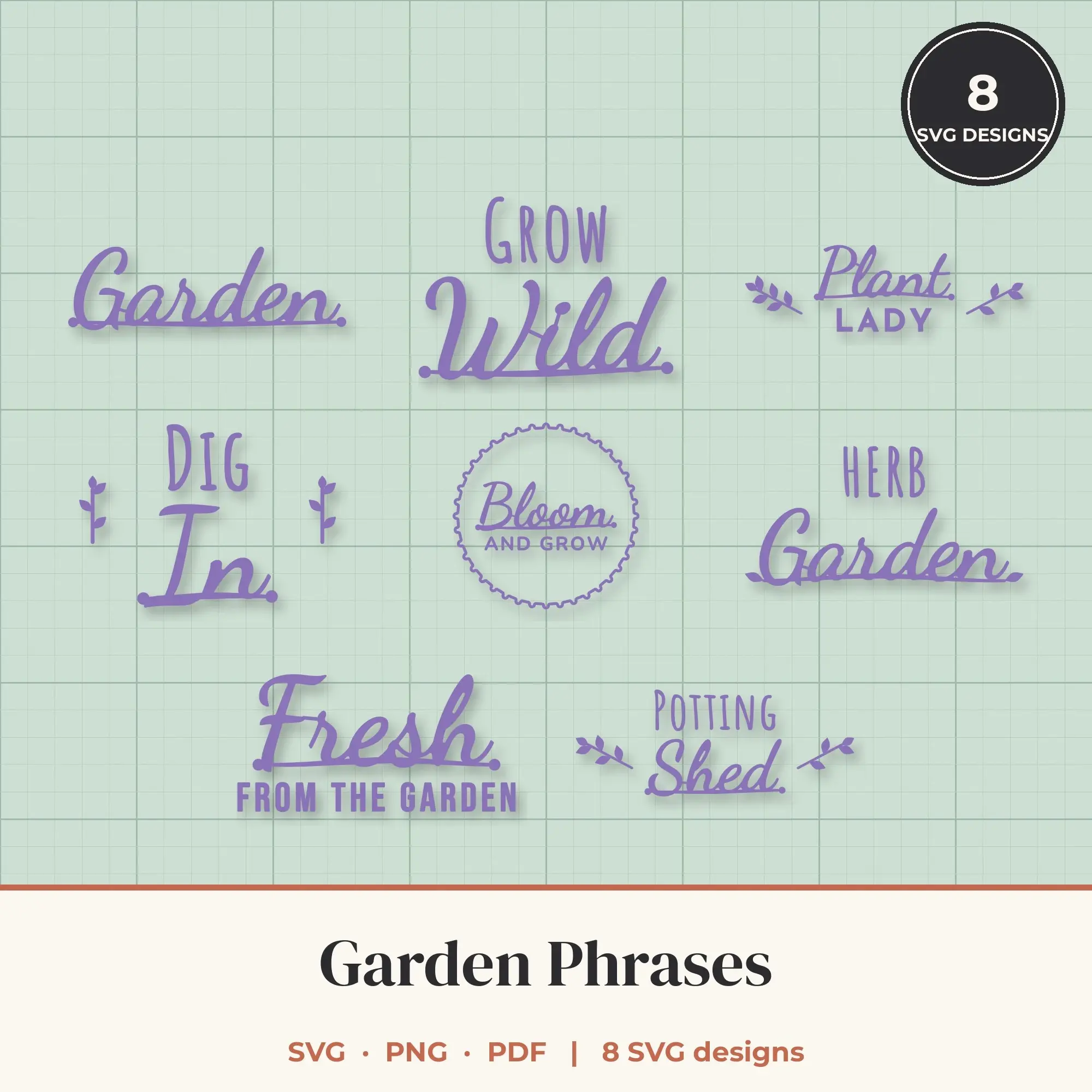 Garden SVG Bundle - 8 Quote Cut Files preview