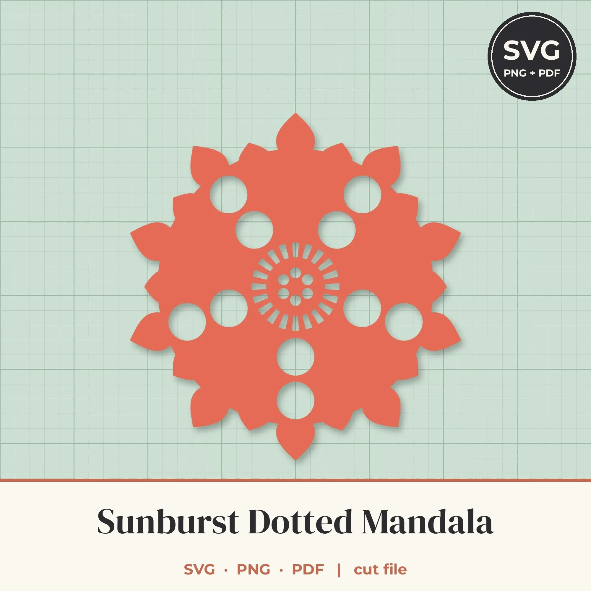 Sunburst Dotted Mandala SVG - 10-Fold Cut File preview