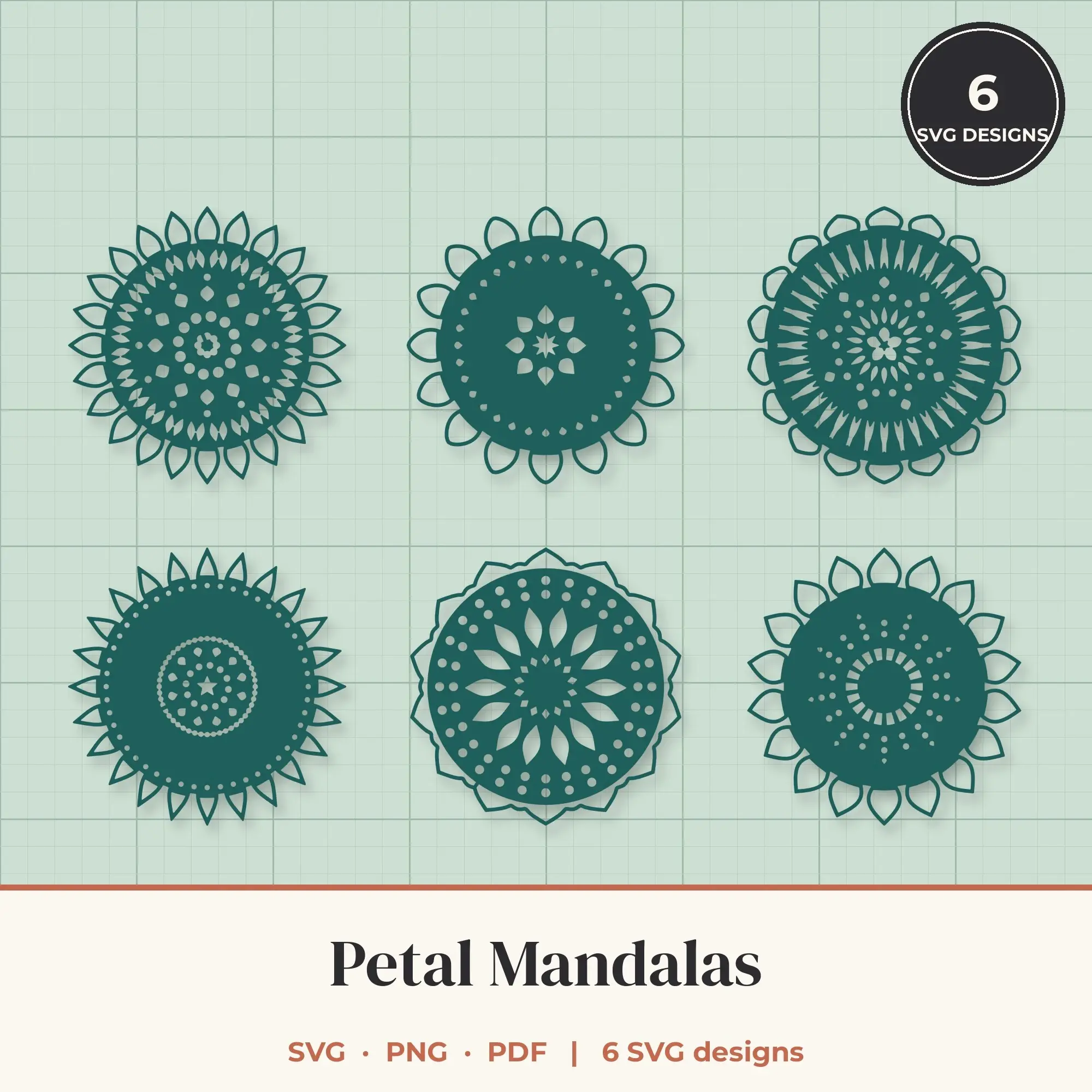 Petal Mandala SVG Bundle - 6 Mandala Cut Files preview