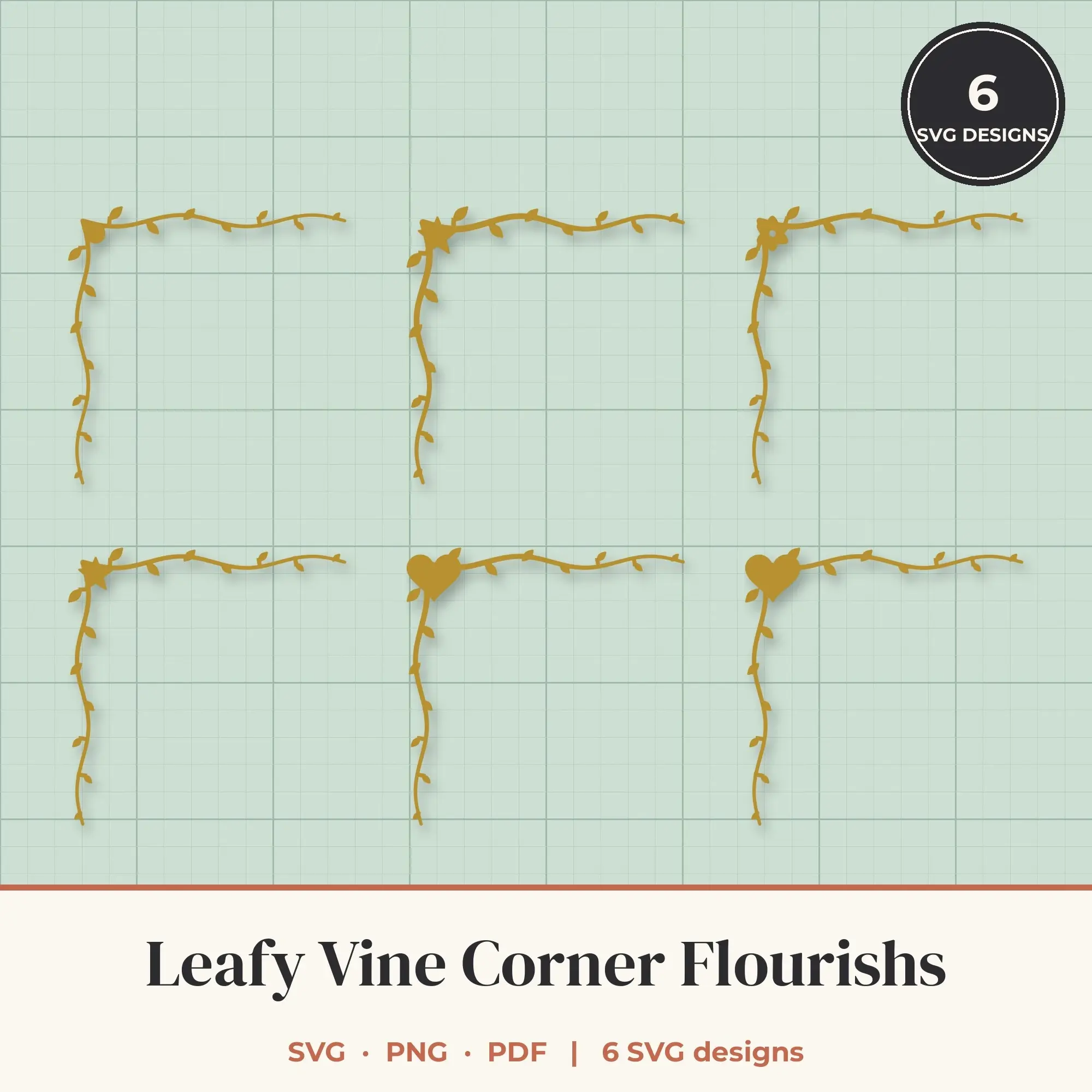 Leafy Vine Corner SVG Set - 6 Corner Flourishes preview
