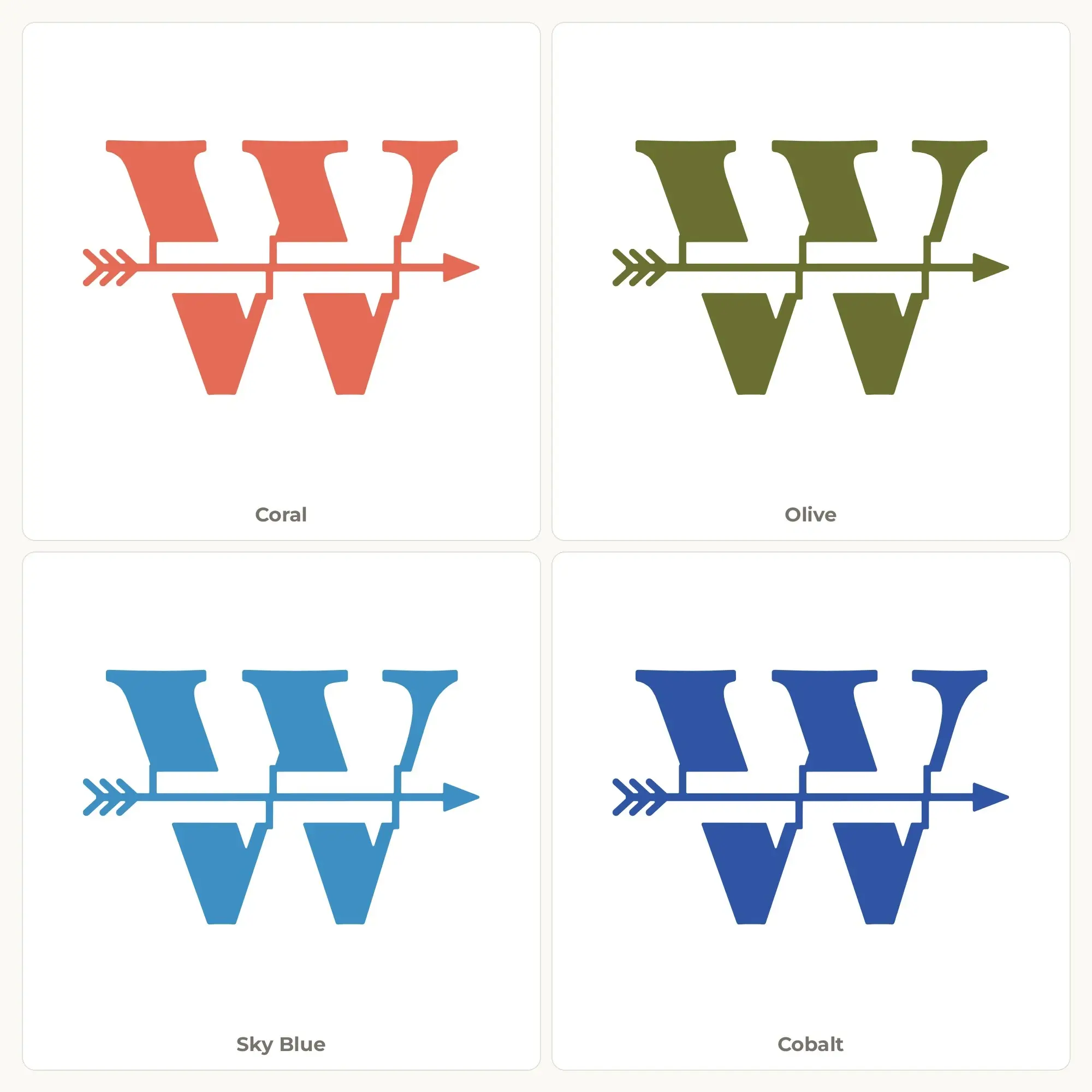 Letter W Split Monogram SVG - Boho Arrow Cut File, preview 2 of 2
